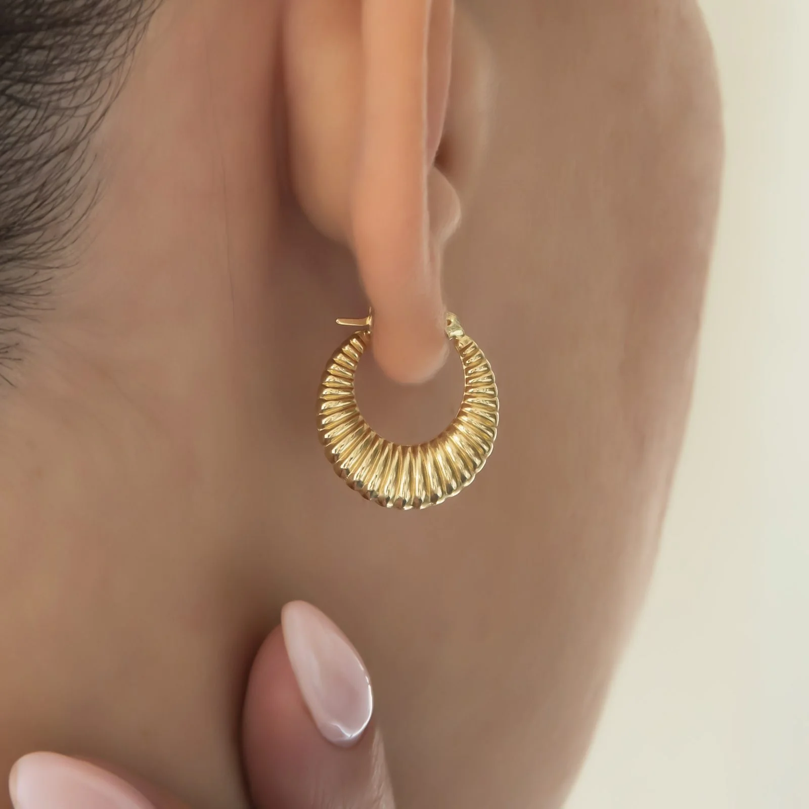 Ribbed Hoop Earrings — additional product image 2 from AntEva Crafts