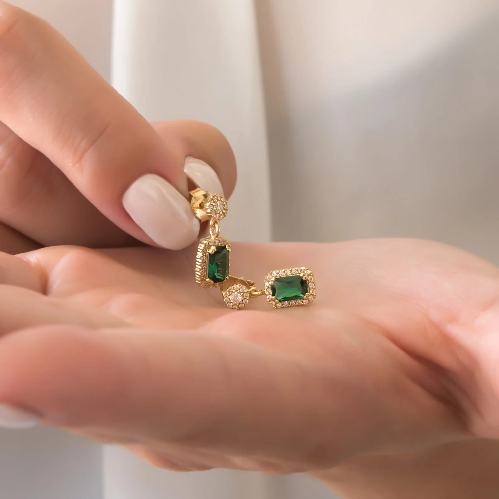 Drop Emerald Post Earrings — additional product image 2 from AntEva Crafts