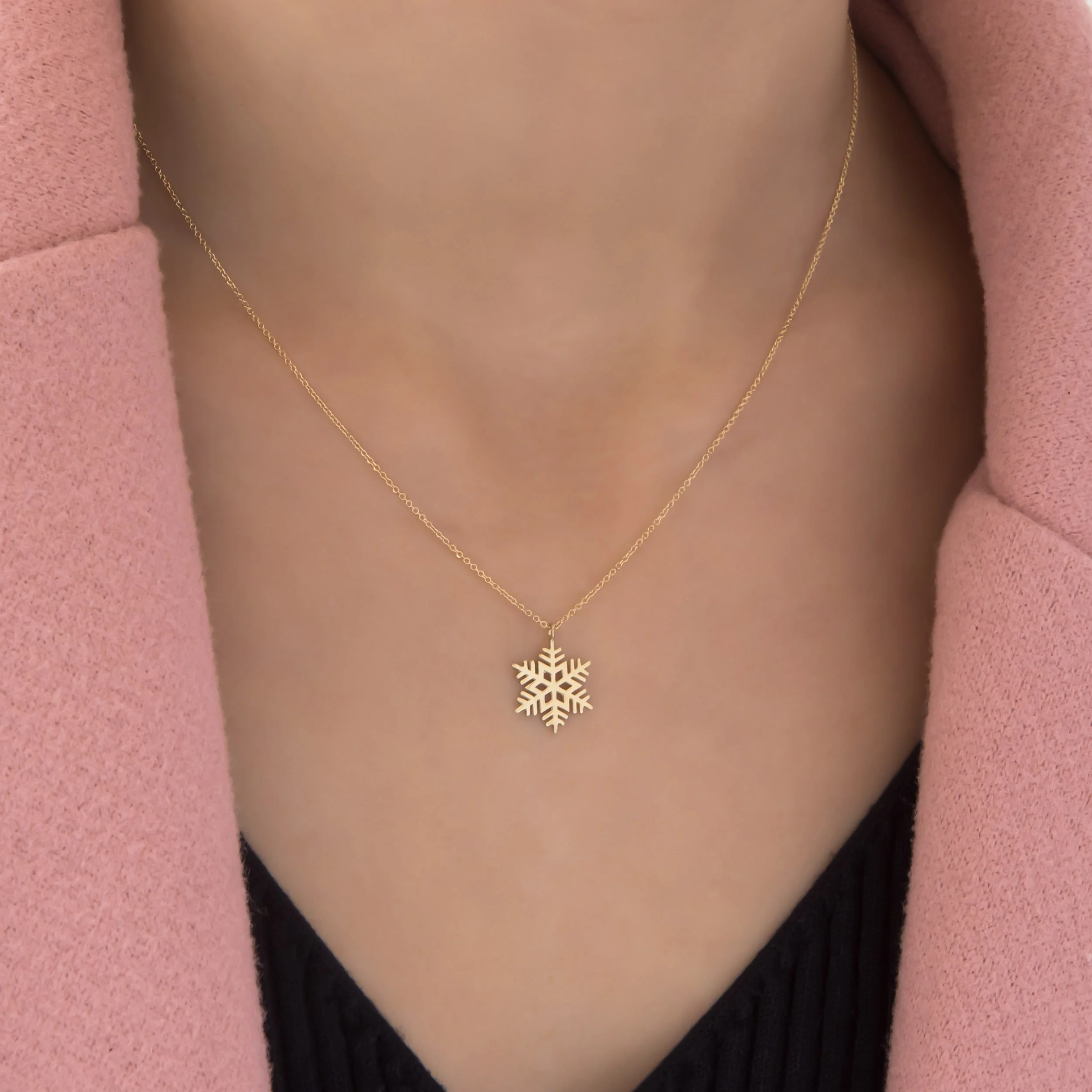 Snowflake 14k Gold Vermeil Necklace — additional product image 2 from AntEva Crafts