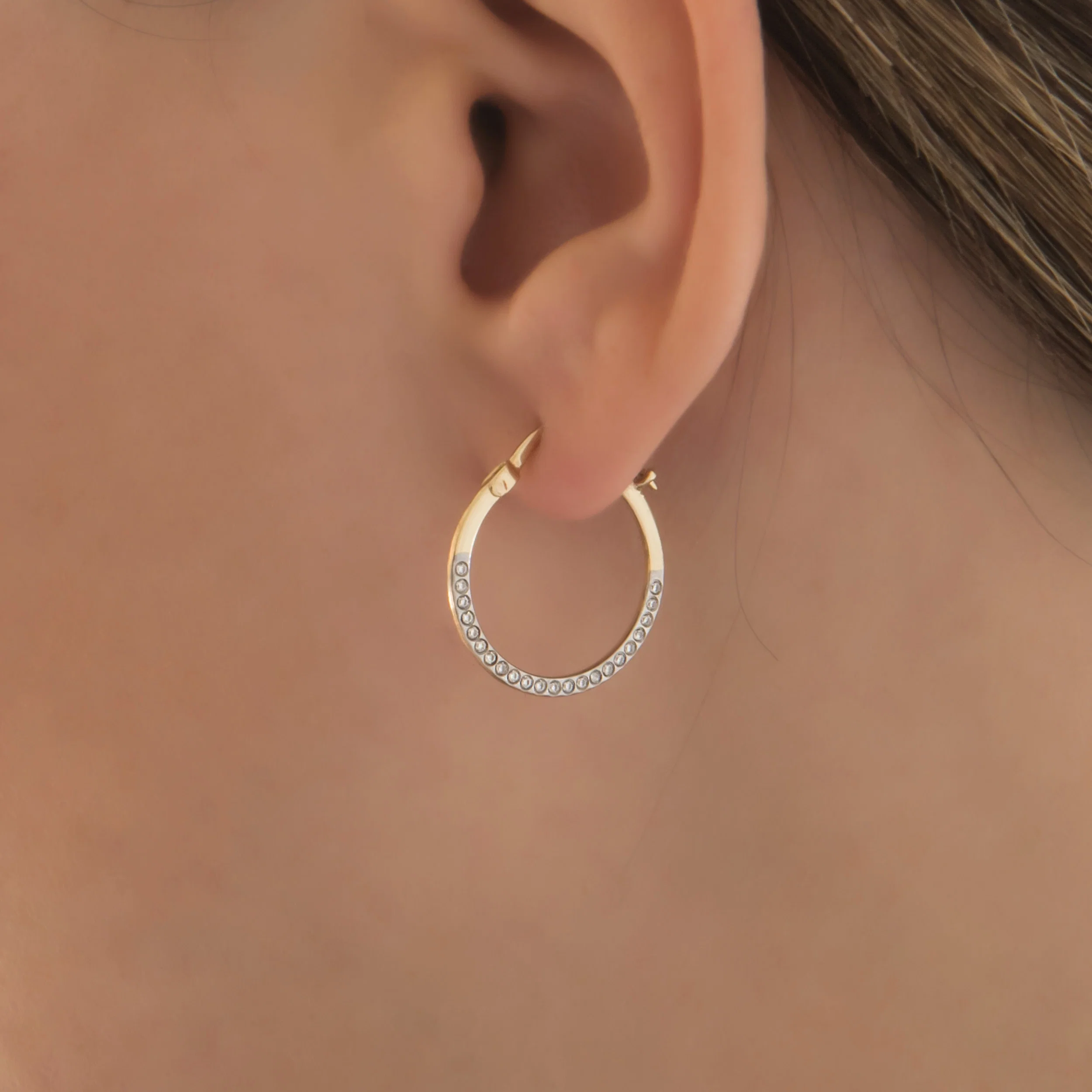 Solid Gold CZ Hoop Earrings – Minimalist Everyday Huggie Hoops — additional product image 2 from AntEva Crafts