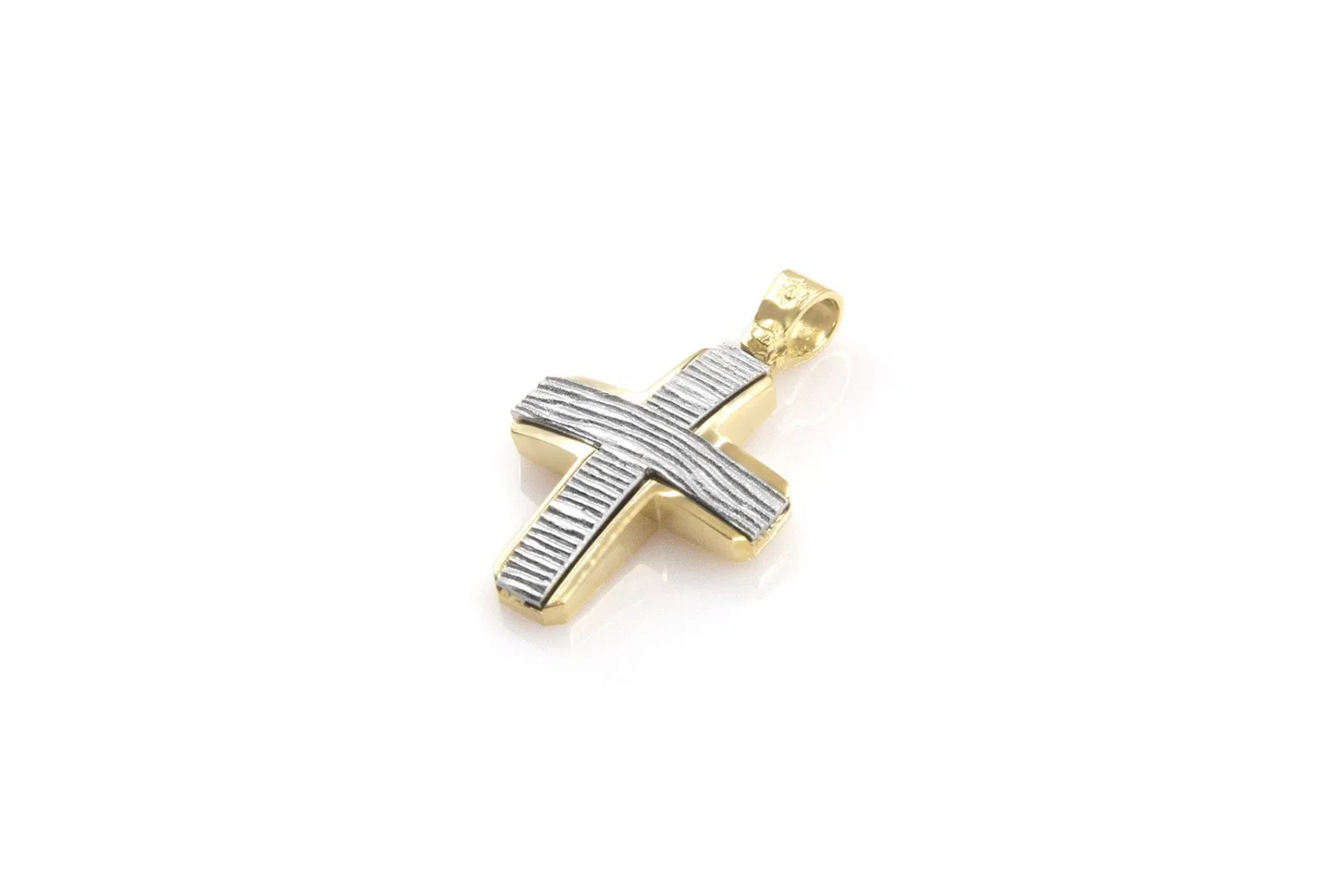 Striped Gold Cross Pendant with Embedded Cross — additional product image 2 from AntEva Crafts