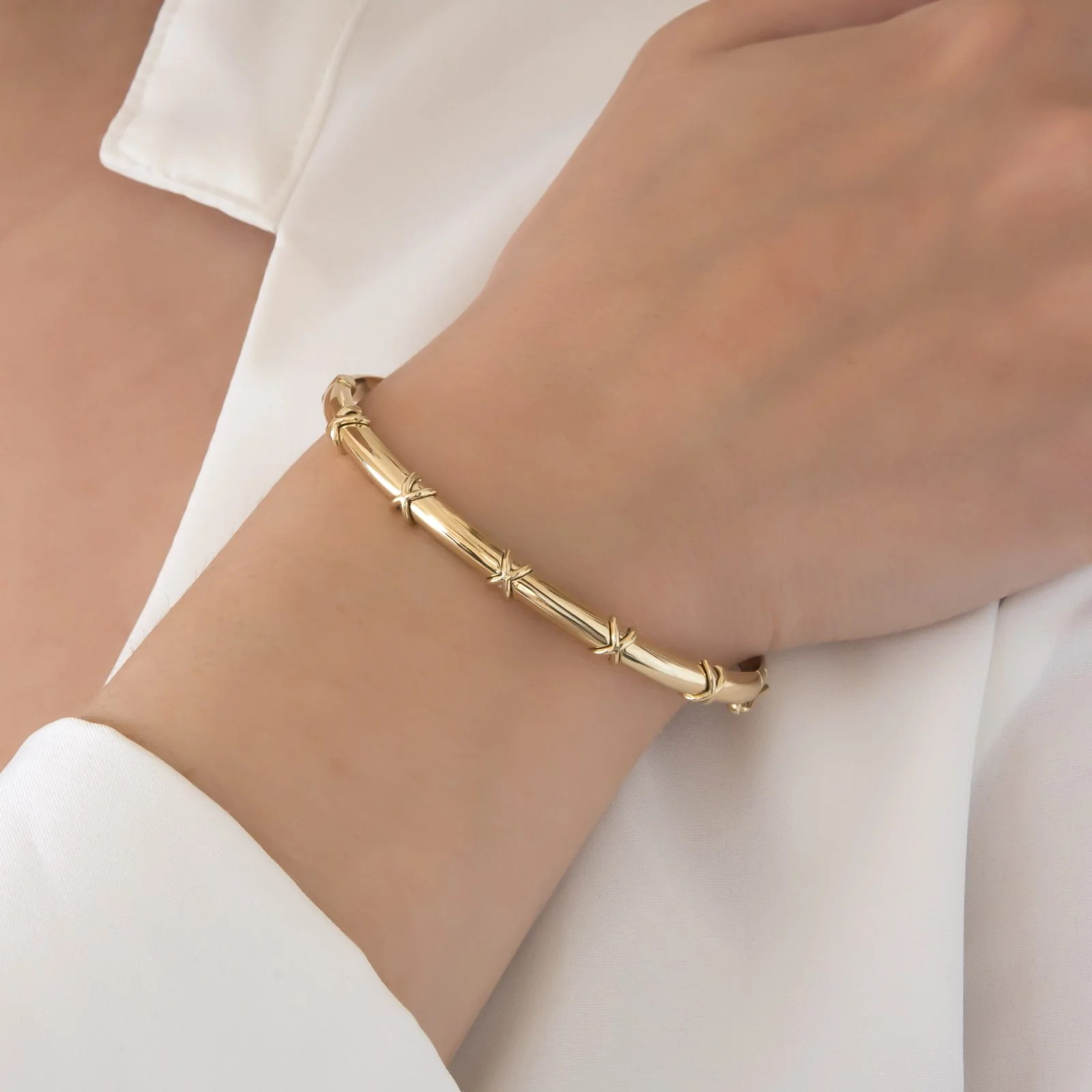 Oval Hinged Classic Bracelet with Small X Design — additional product image 6 from AntEva Crafts