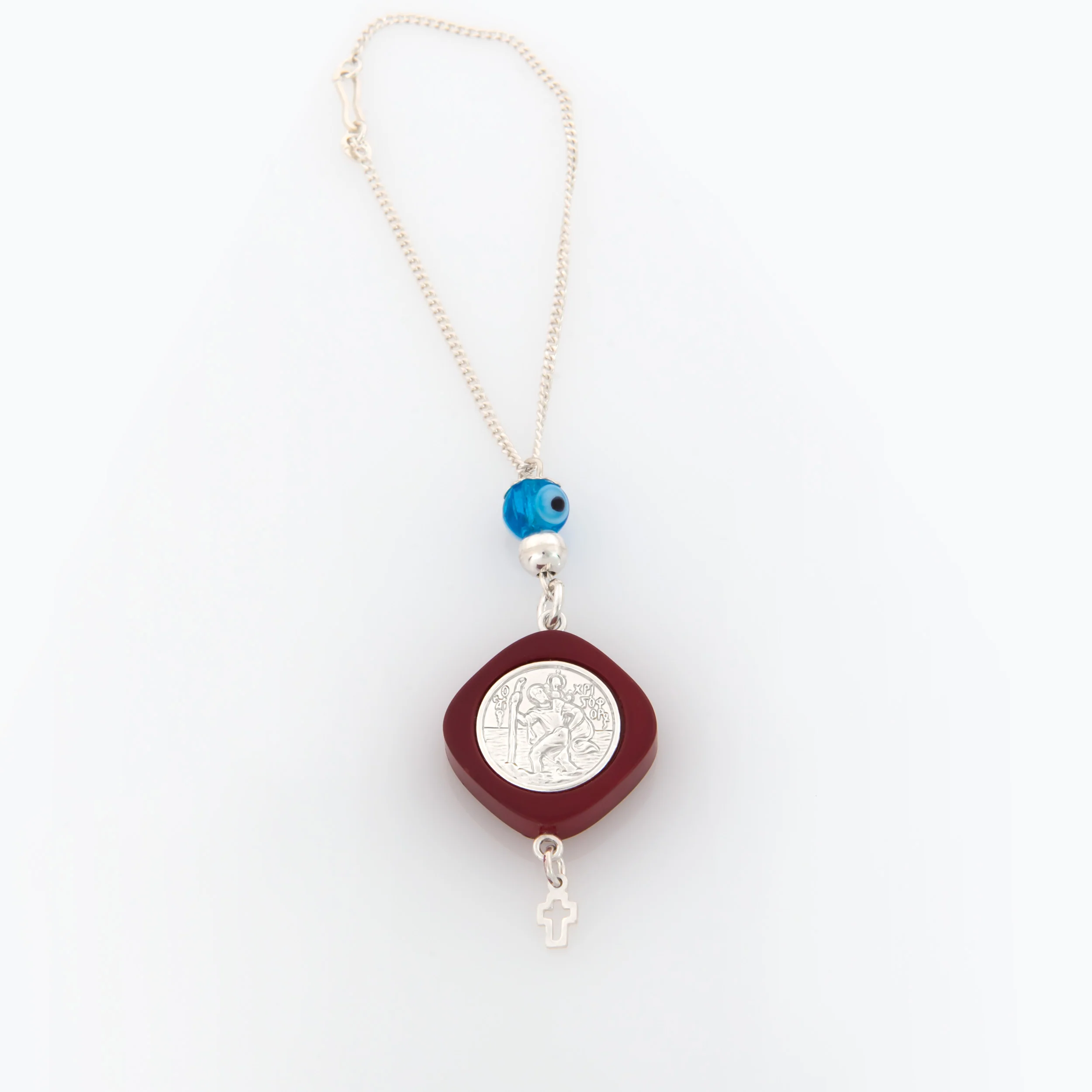 Saint Christopher Burgundy Protection Car Mirror Charm — additional product image 2 from AntEva Crafts