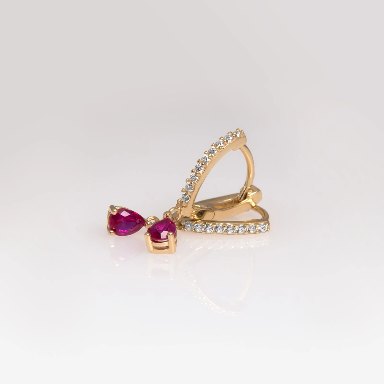 Drop Coloured Pear Stone Hoop Earrings — additional product image 3 from AntEva Crafts