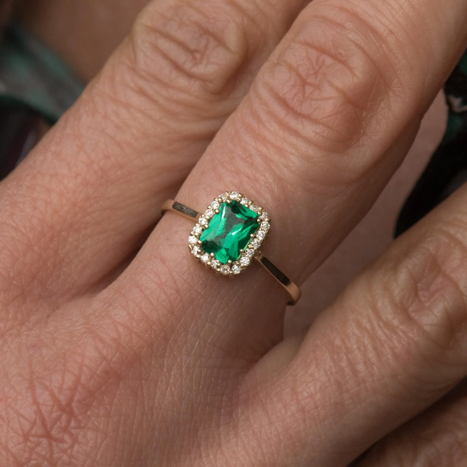 Emerald Cut Green Stone Ring — additional product image 2 from AntEva Crafts