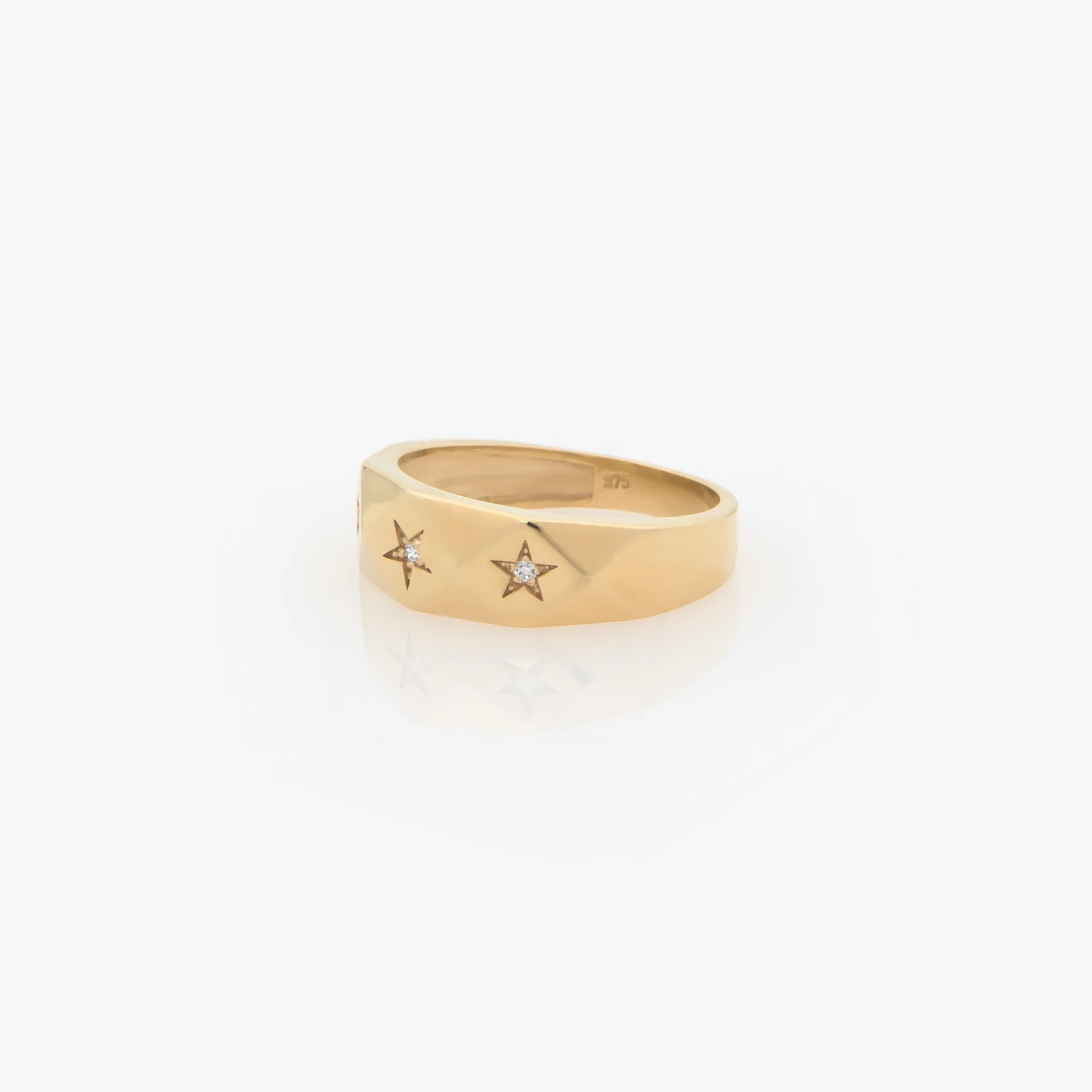 Diamond Cut Star Ring with 3 Diamonds — additional product image 3 from AntEva Crafts