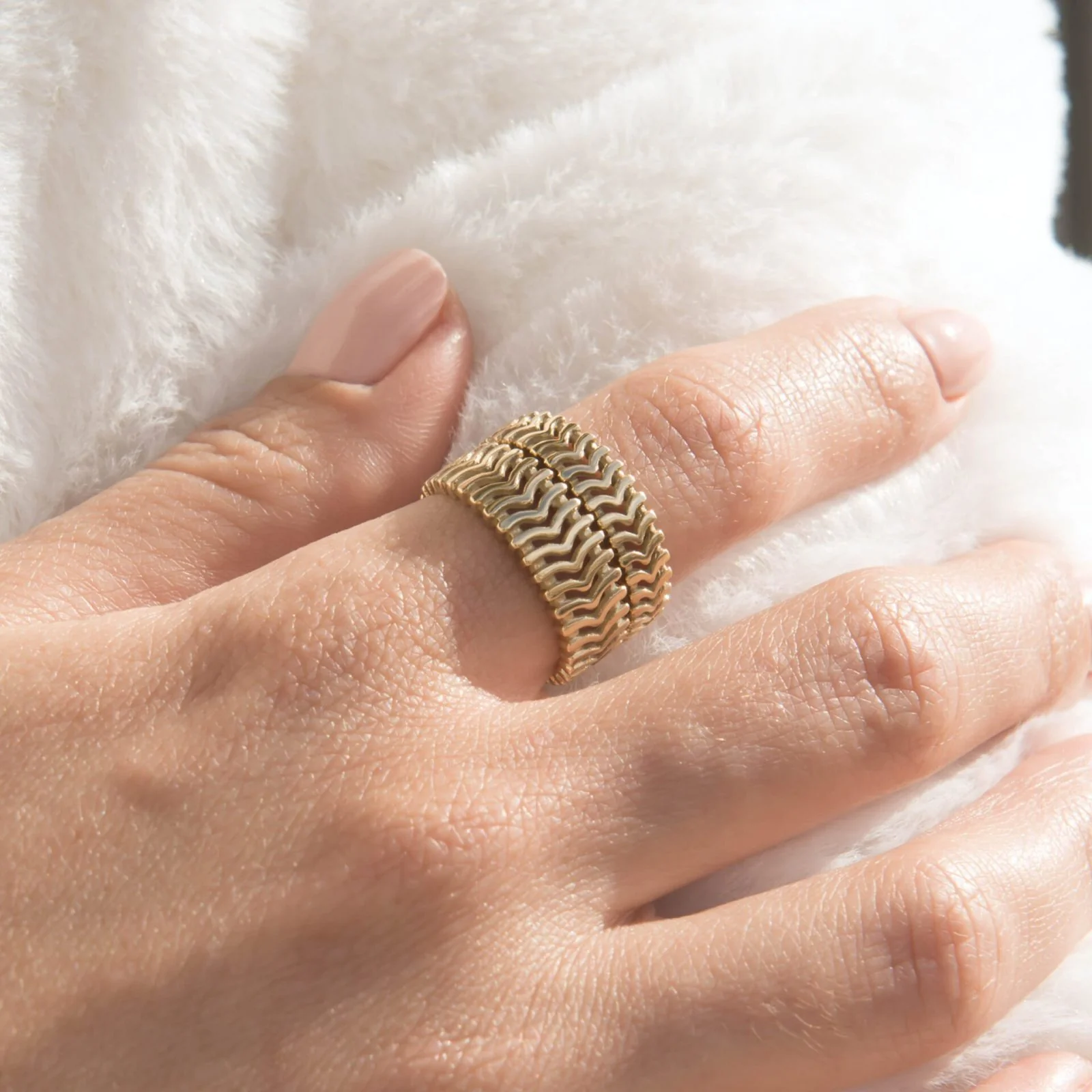 Herringbone Chevron Wide Ring — additional product image 5 from AntEva Crafts