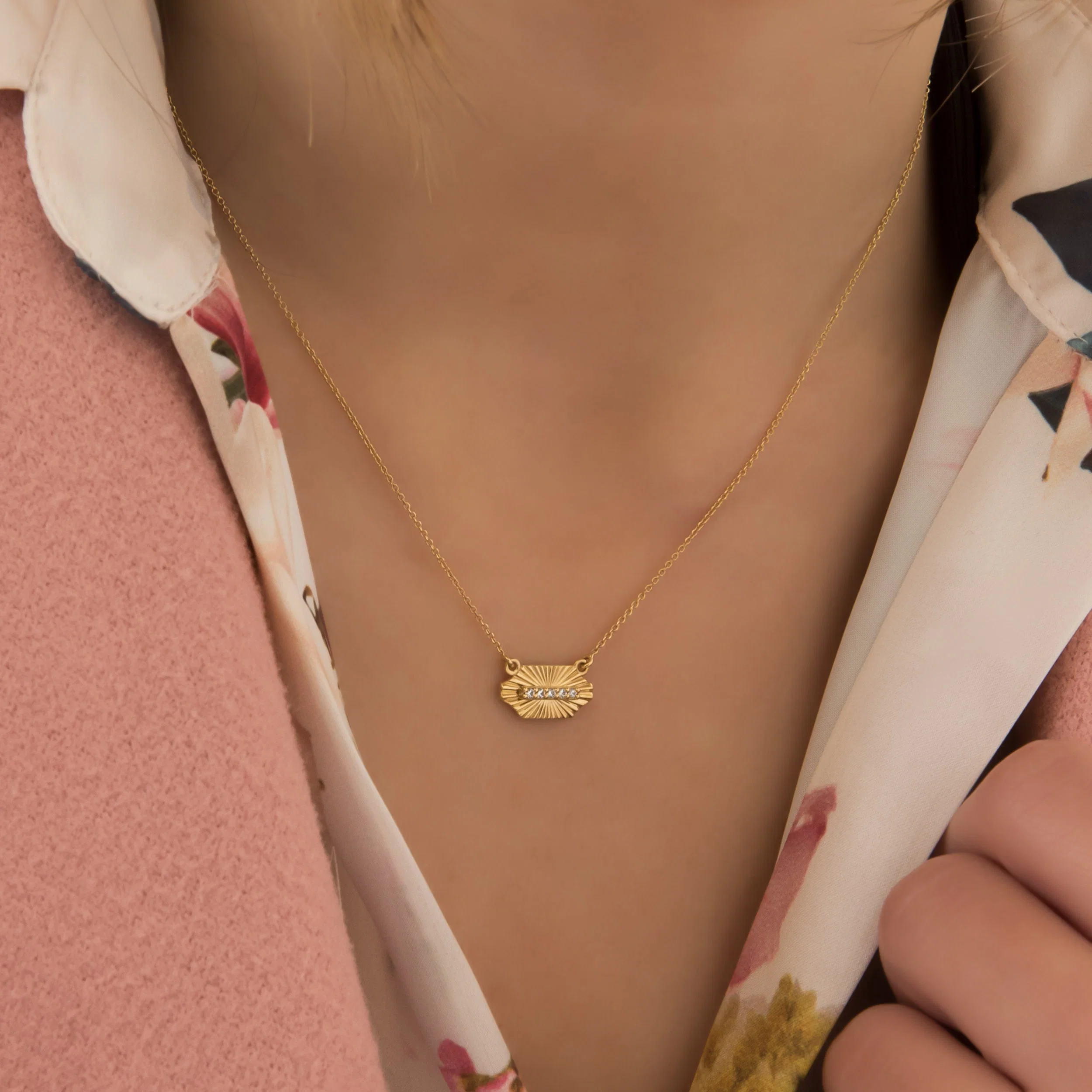 Sunburst Diamond Chain Necklace — additional product image 2 from AntEva Crafts