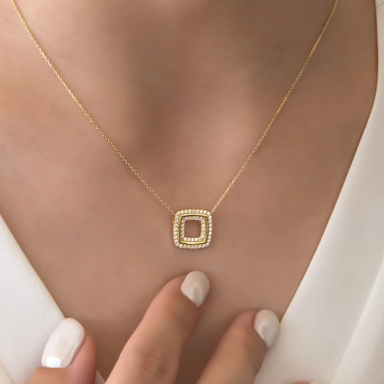 Square Charm Gemstone Necklace — additional product image 4 from AntEva Crafts