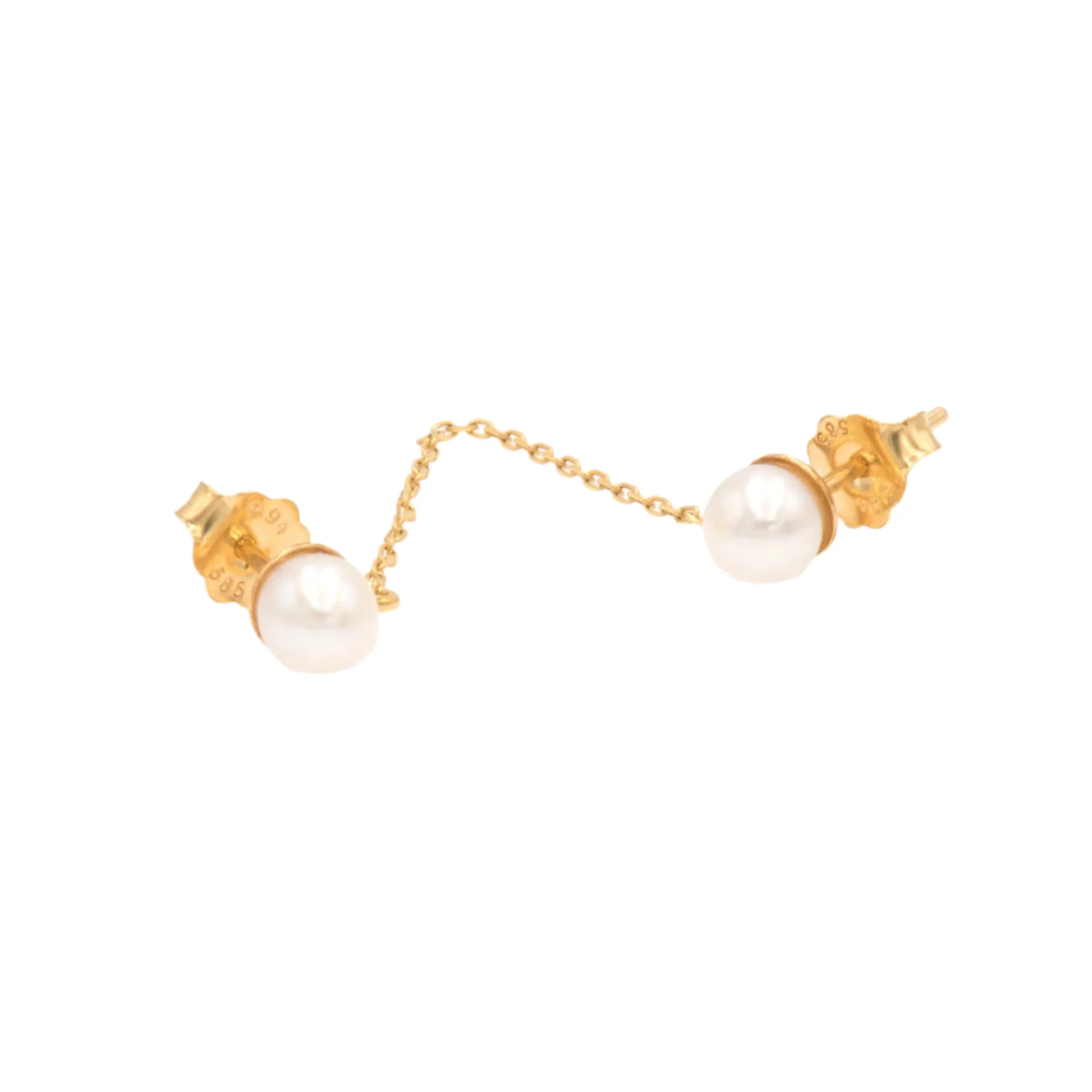 Chain Double Pearls Earrings