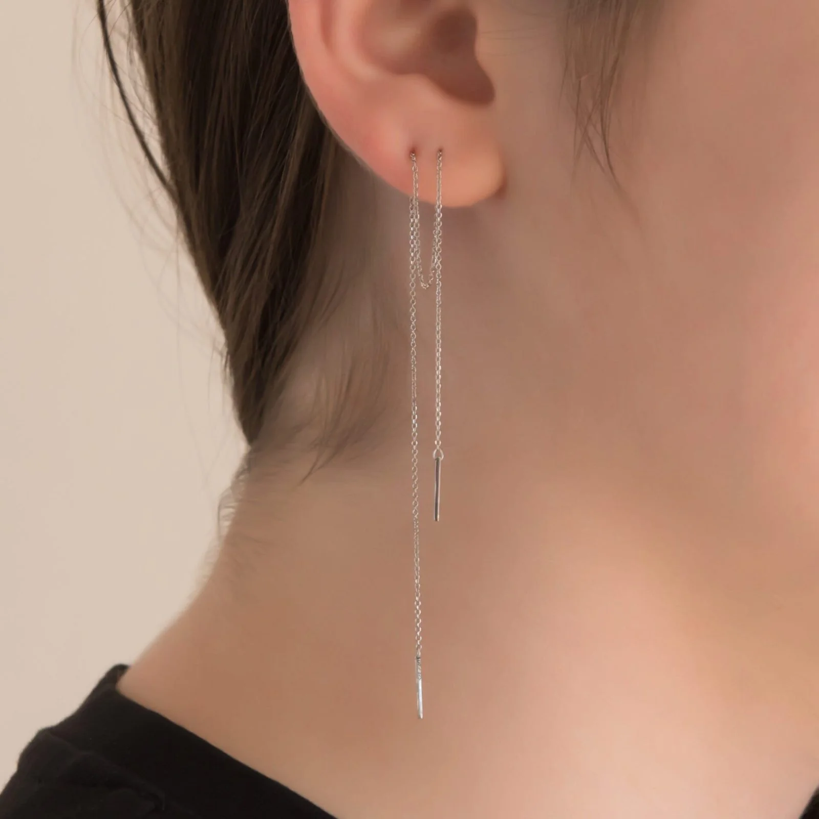 Threader Chain Earrings with Bars — additional product image 7 from AntEva Crafts
