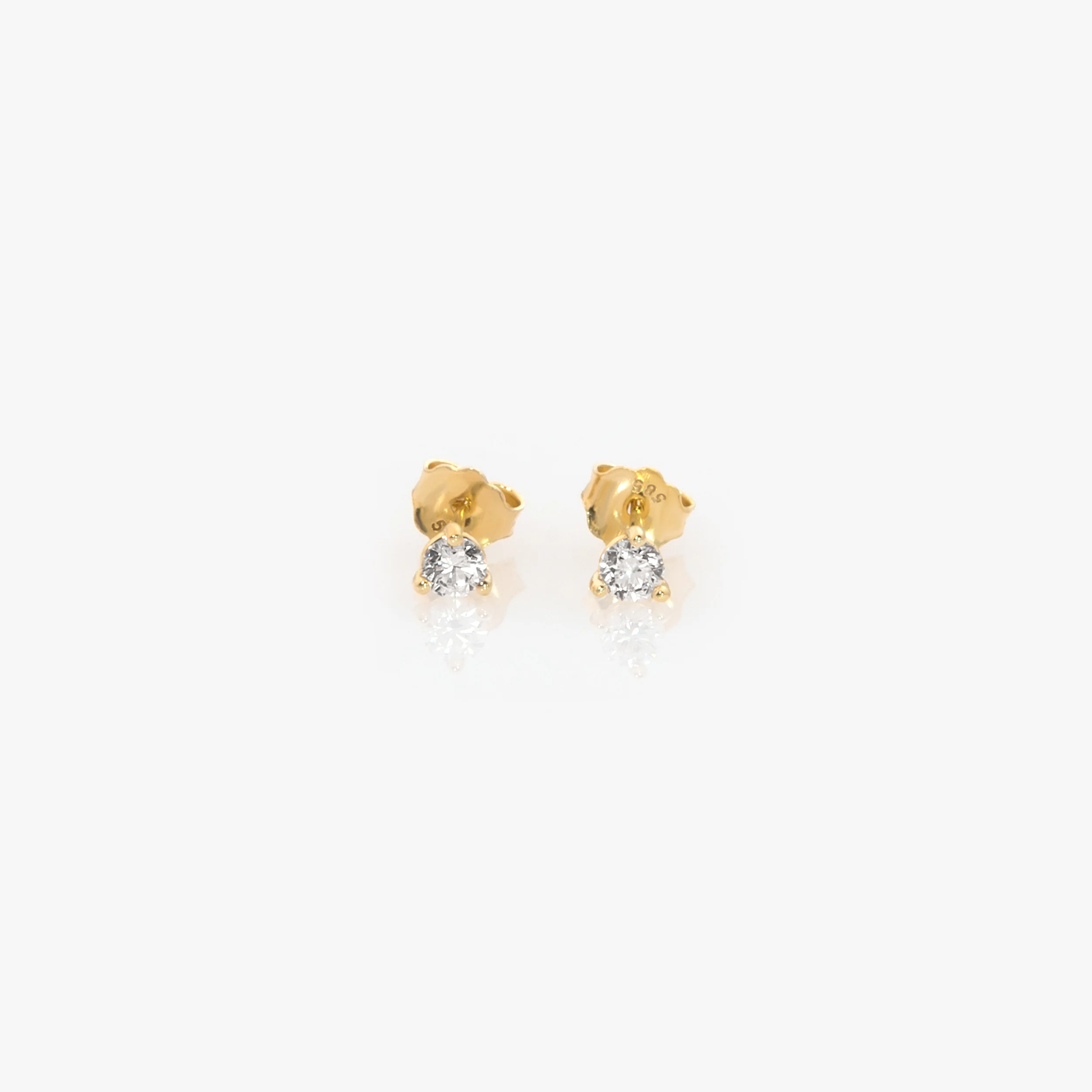 14K Solid Gold Round Stud Earrings – Lab-Grown Diamond or CZ Studs — additional product image 6 from AntEva Crafts