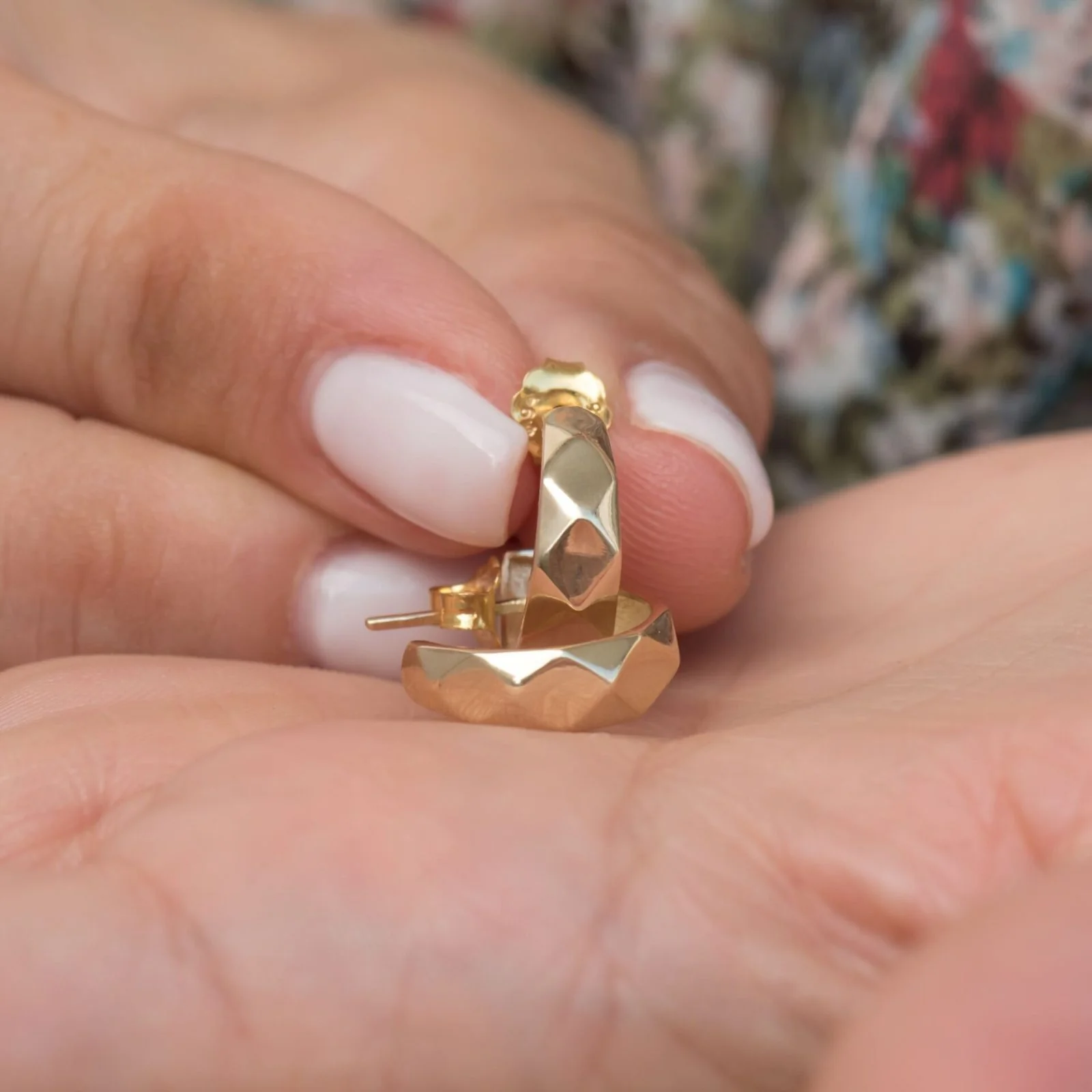 Diamond Cut Design Hoop Earrings — additional product image 3 from AntEva Crafts