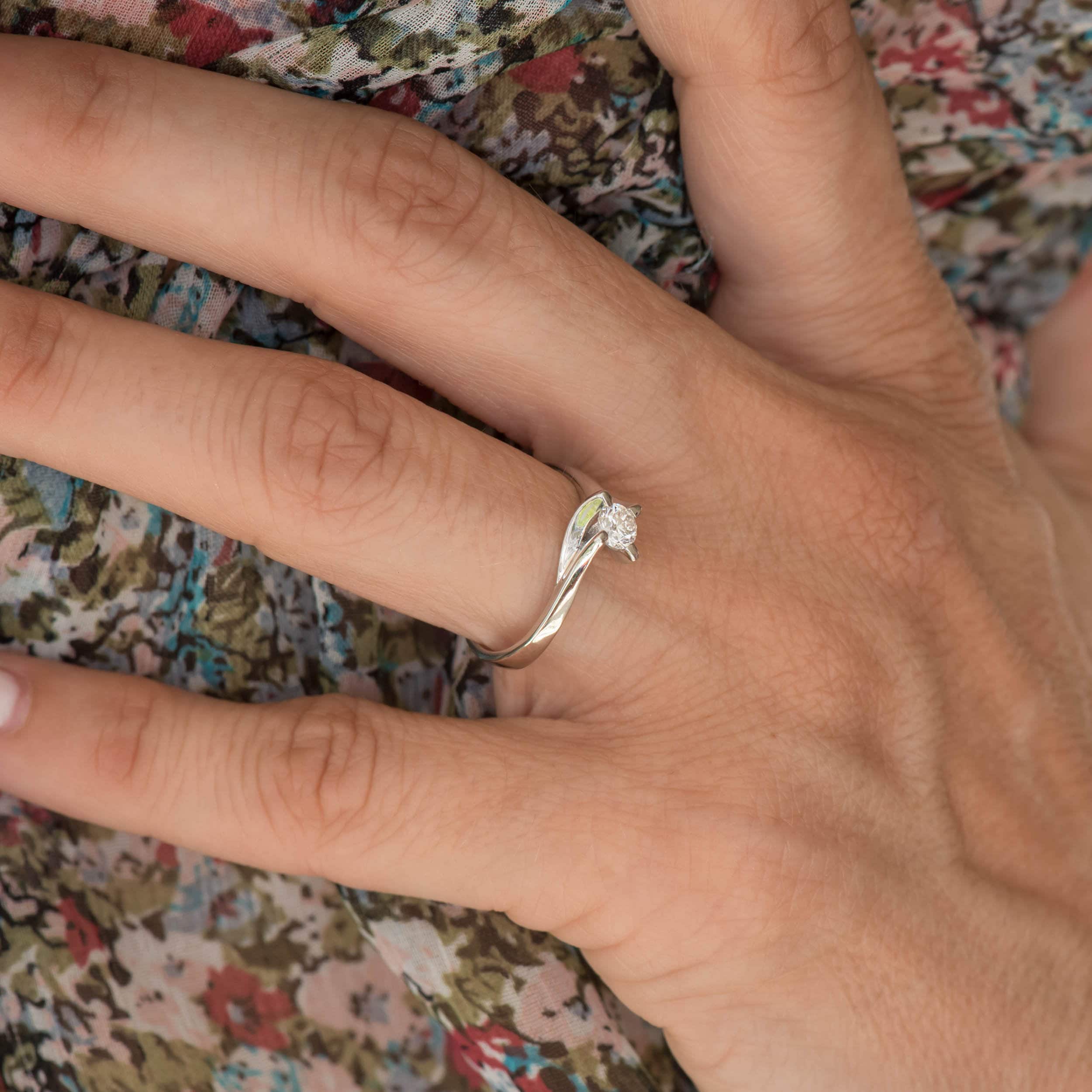 Diamond Solitaire Twisted Ring — additional product image 2 from AntEva Crafts