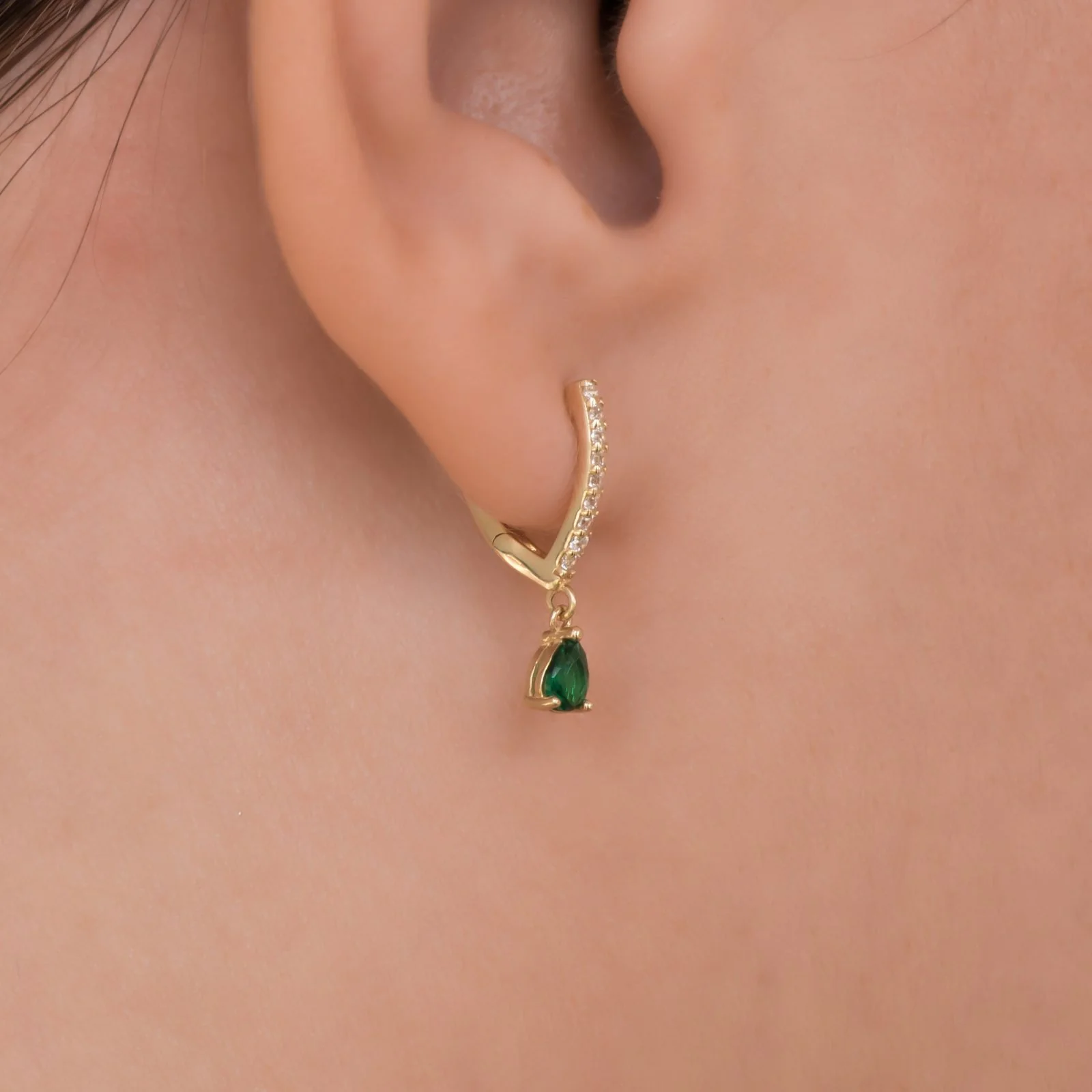 Drop Coloured Pear Stone Hoop Earrings — additional product image 6 from AntEva Crafts