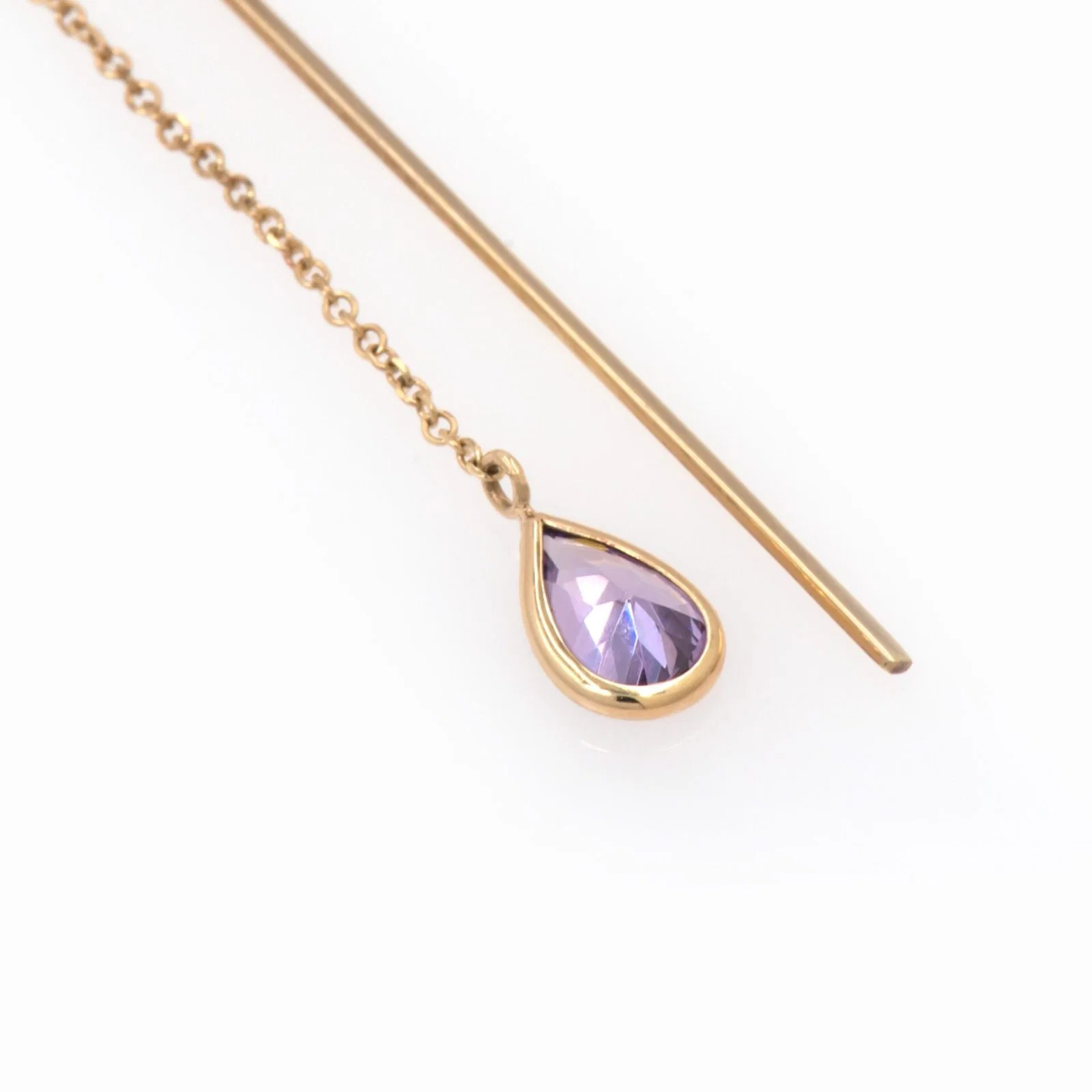 Chain Hanging Bar Earrings with Coloured CZ