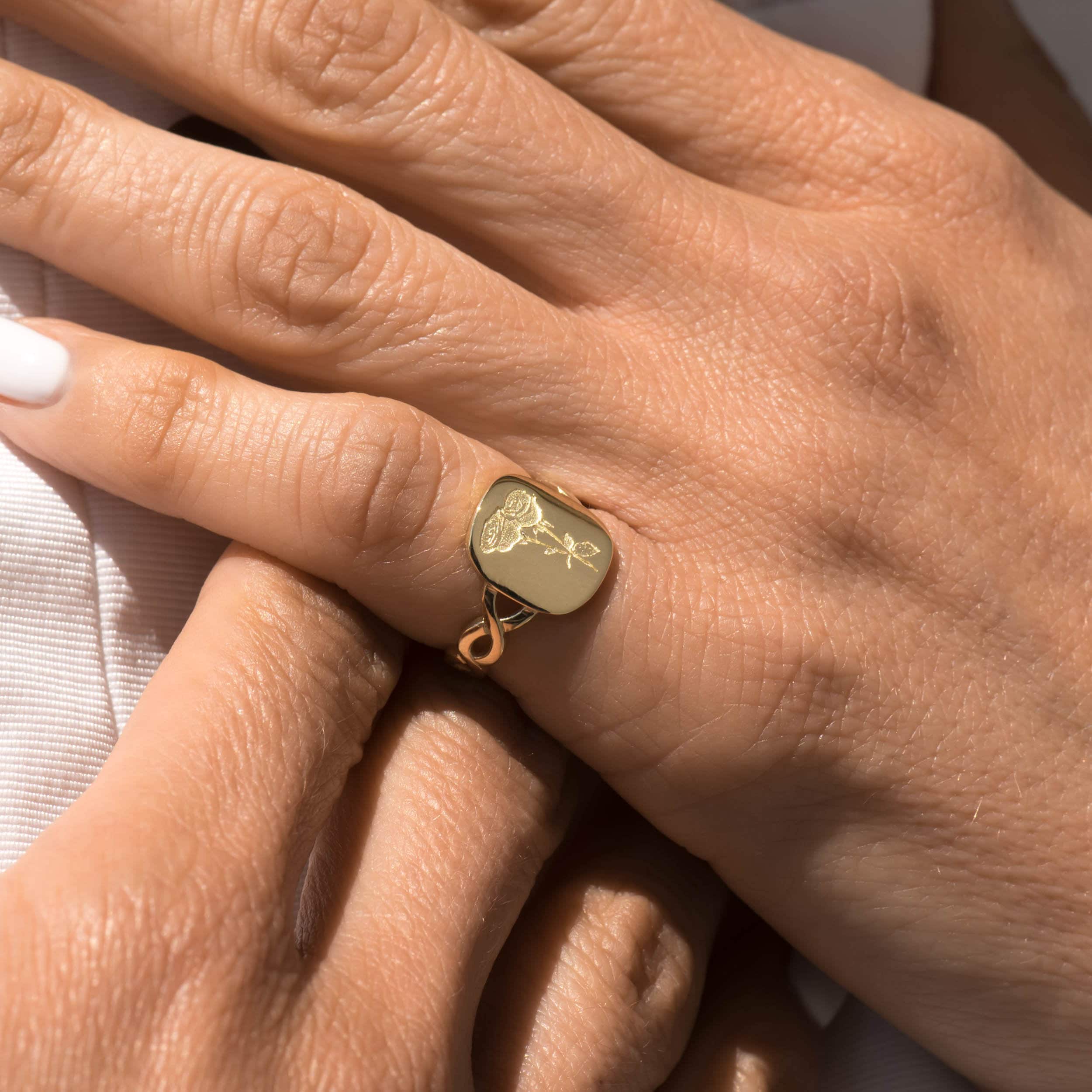 Birth Flower Signet Ring — additional product image 2 from AntEva Crafts