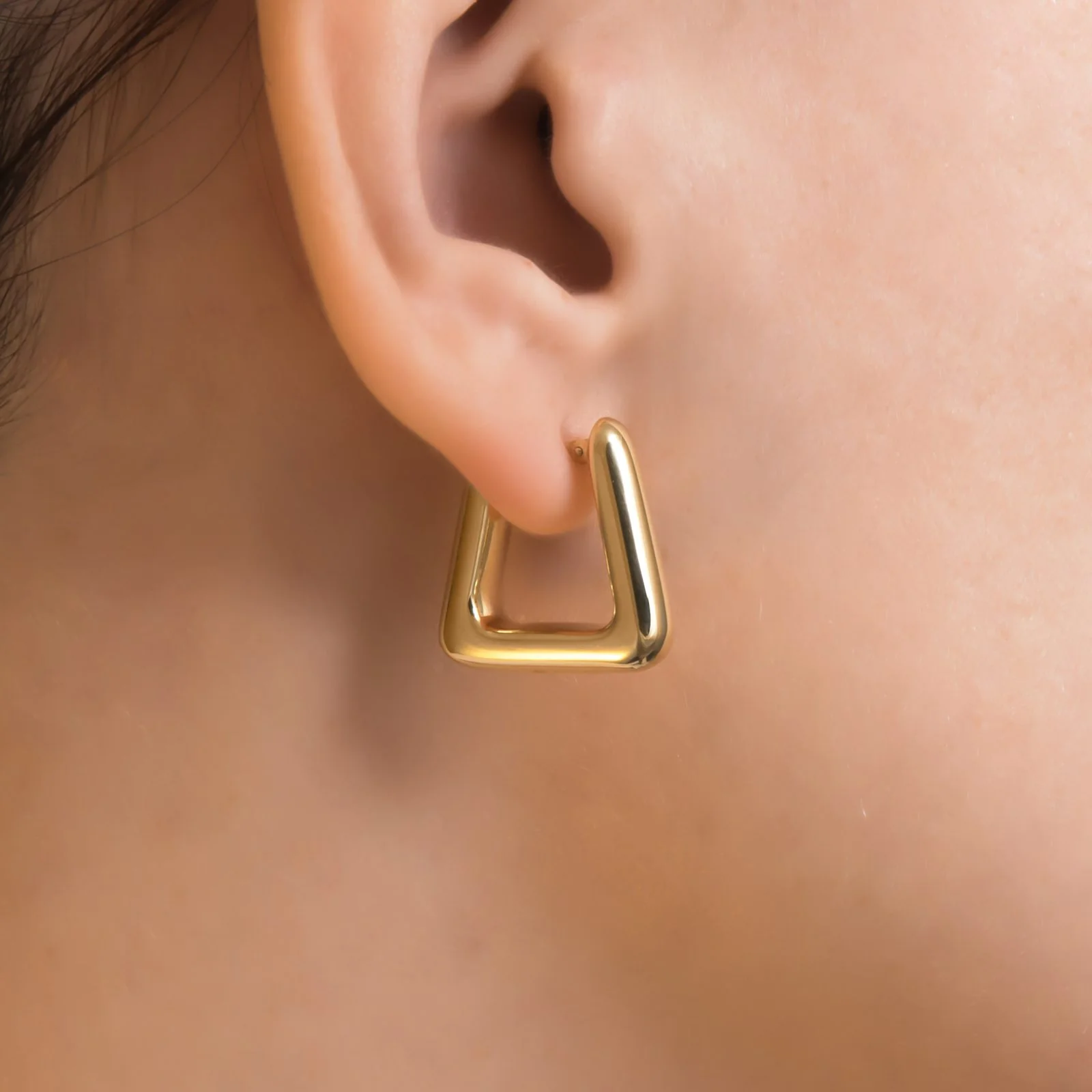 Square Hoop Gold Earrings — additional product image 2 from AntEva Crafts