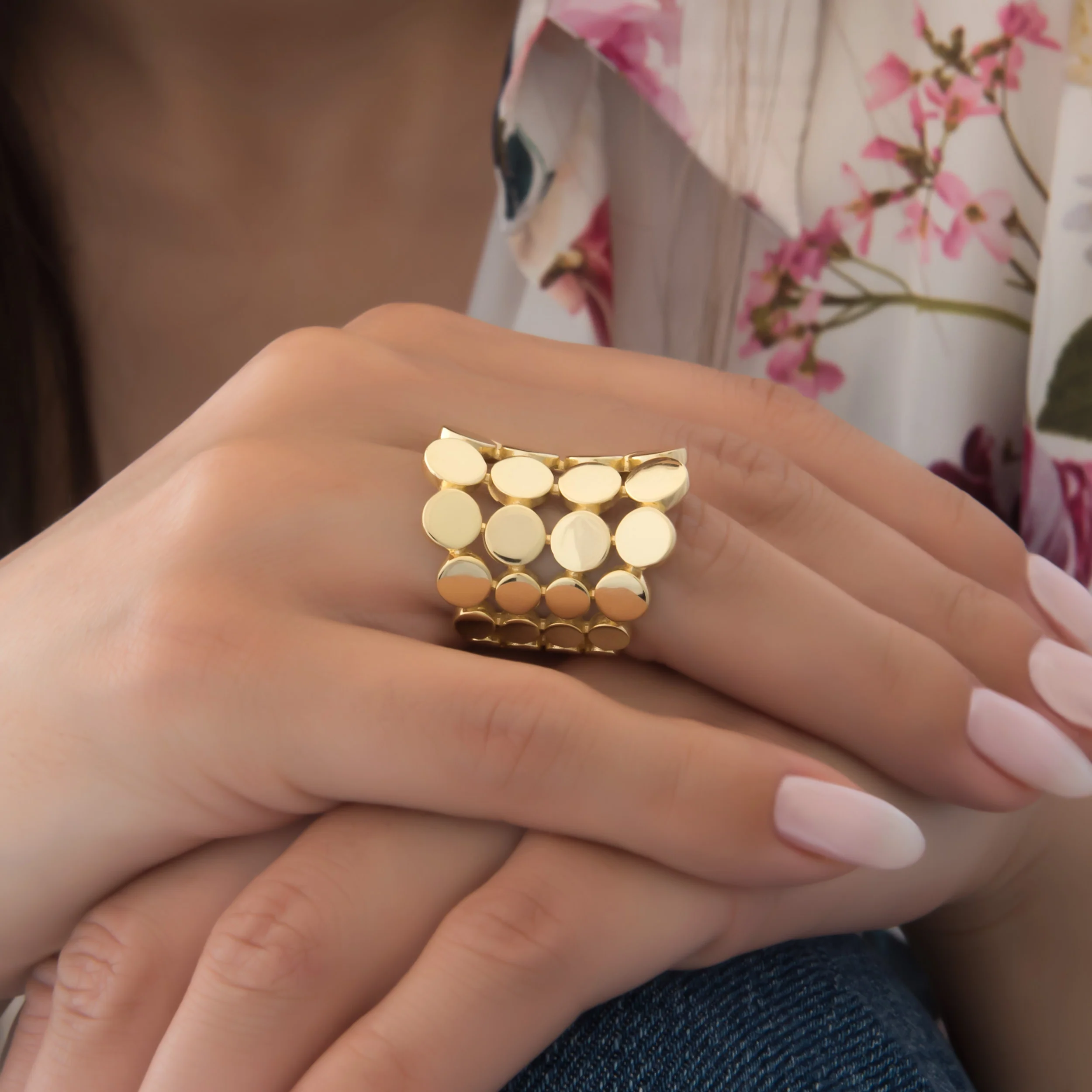 Wide Statement Ring with Circle Design — additional product image 2 from AntEva Crafts