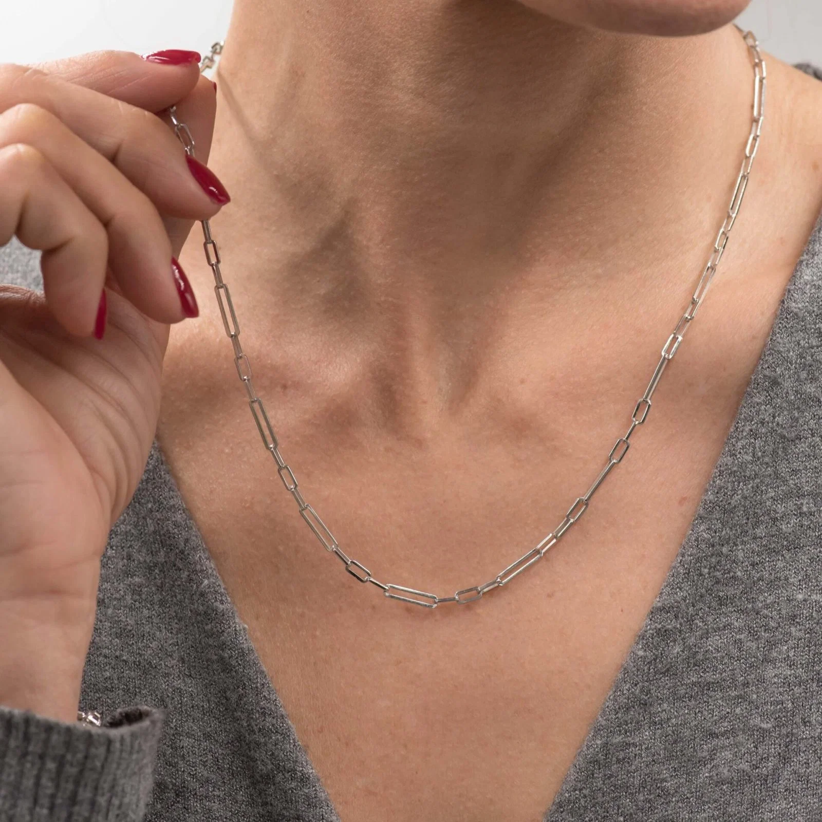 Oval Link Elongated Necklace Set — additional product image 5 from AntEva Crafts