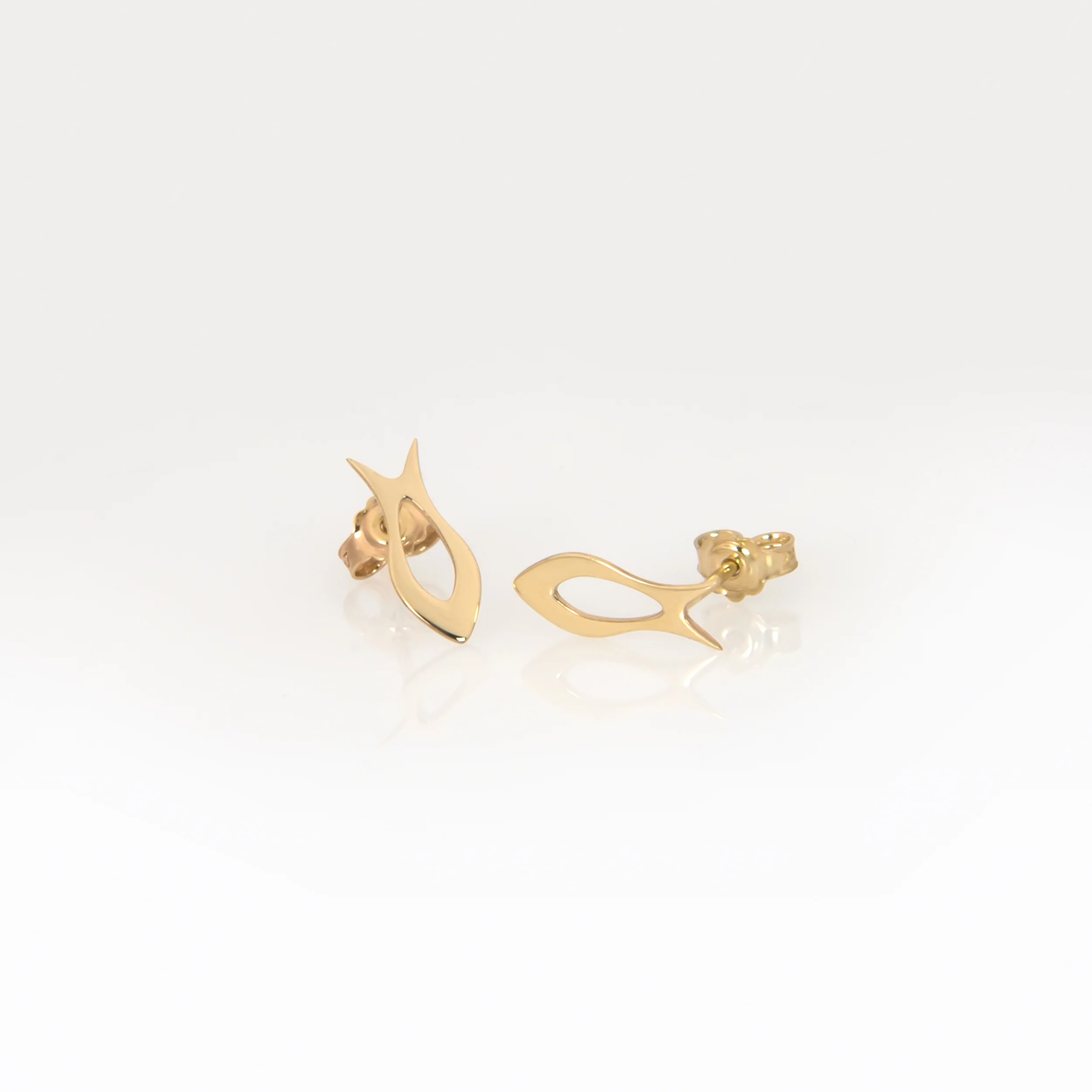 Solid Gold Fish Stud Earrings — additional product image 3 from AntEva Crafts