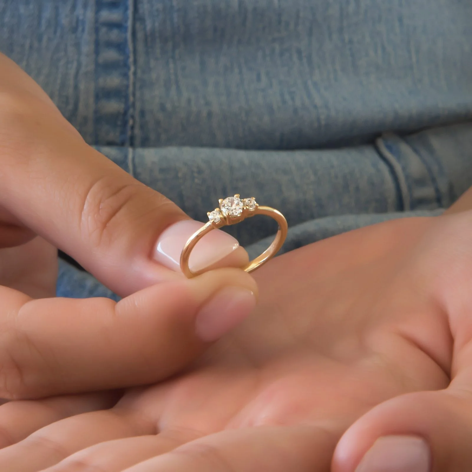 Triple Stone Ring with Diamonds — additional product image 5 from AntEva Crafts