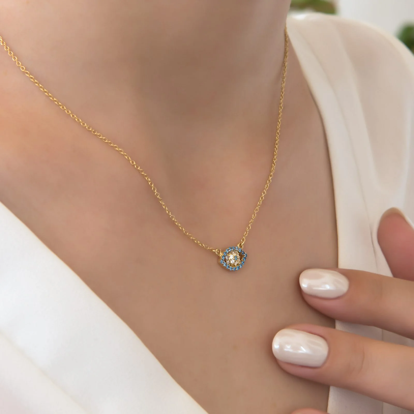 Evil Eye Blue Stone Necklace — additional product image 2 from AntEva Crafts