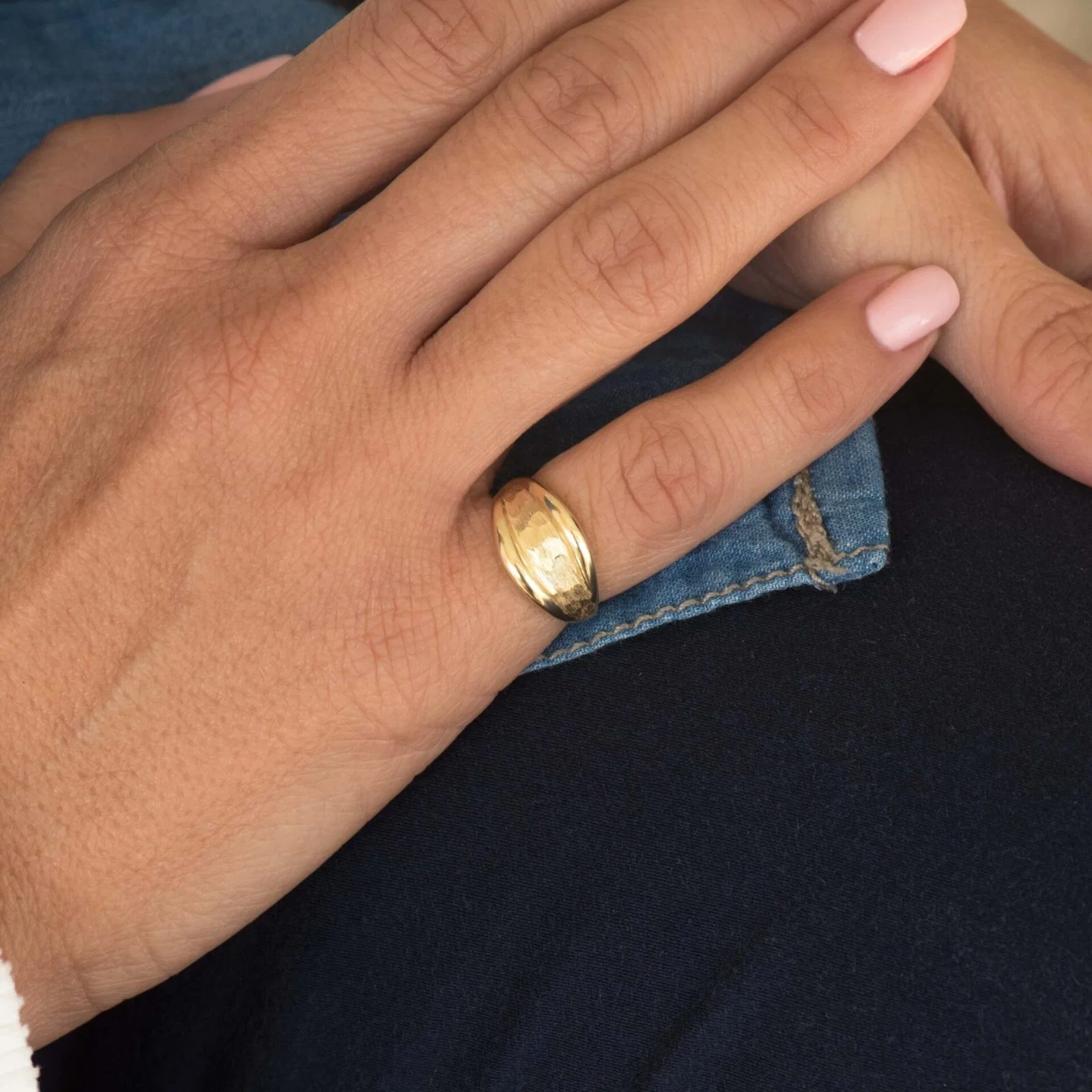 Hammered Signet Gold Ring — additional product image 6 from AntEva Crafts