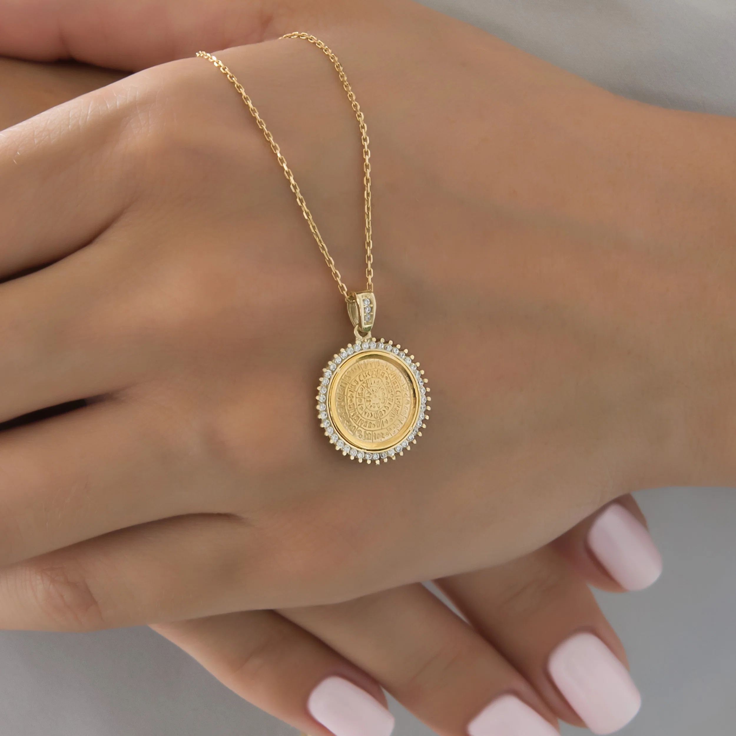 Round Phaistos Disc Gemstone Pendant — additional product image 4 from AntEva Crafts