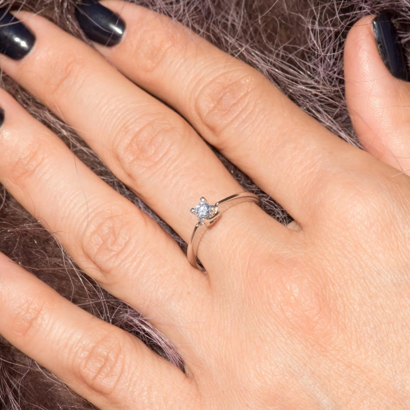 Diamond Solitaire Ring 18k — additional product image 3 from AntEva Crafts