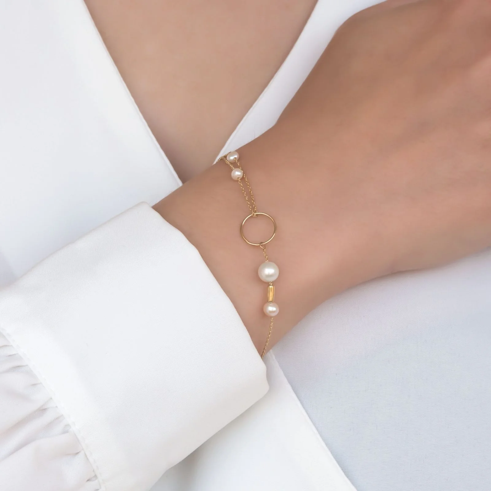 Double Circle Chain Pearl Set — additional product image 9 from AntEva Crafts
