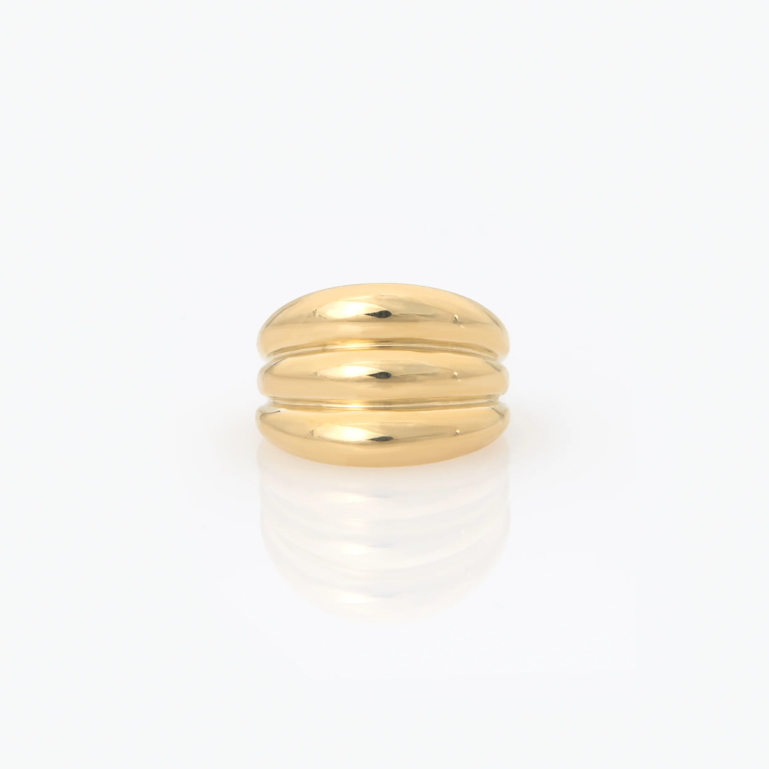 Big Triple Dome 14k Gold Vermeil Ring