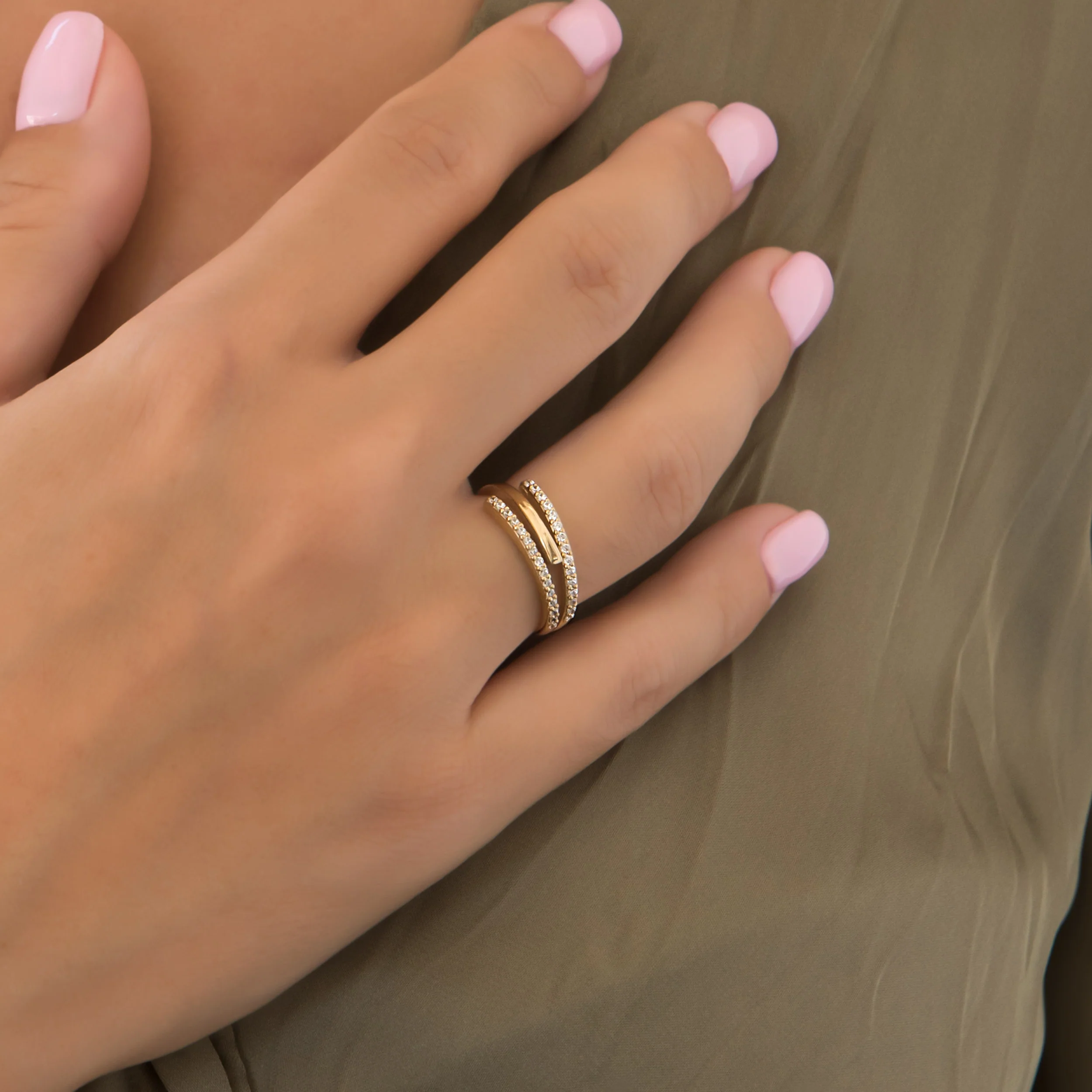 Triple Line Gemstone Ring — additional product image 2 from AntEva Crafts