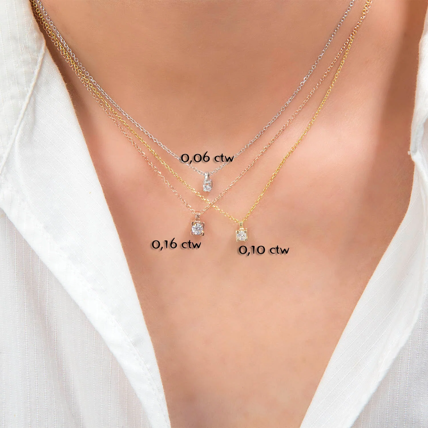Floating Diamond Necklace with 4 Prongs setting — additional product image 10 from AntEva Crafts