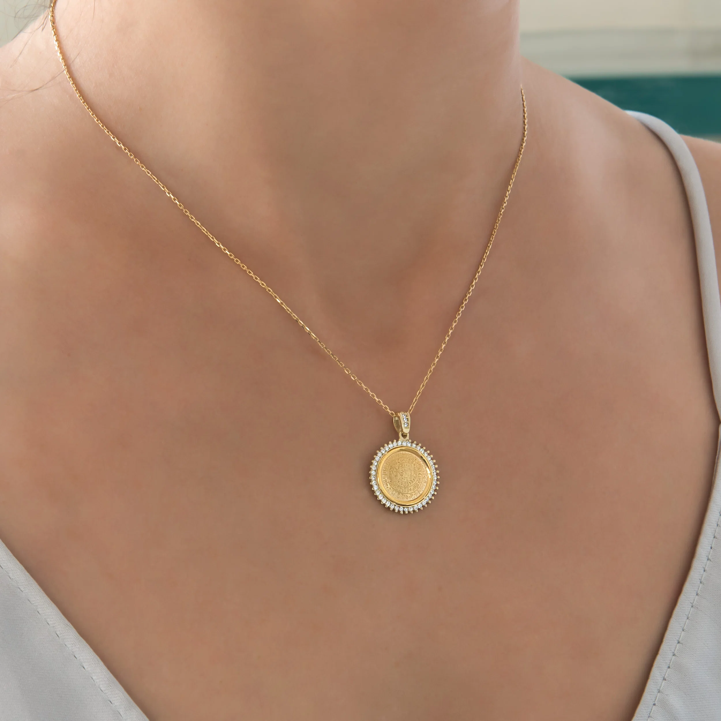 Round Phaistos Disc Gemstone Pendant — additional product image 3 from AntEva Crafts