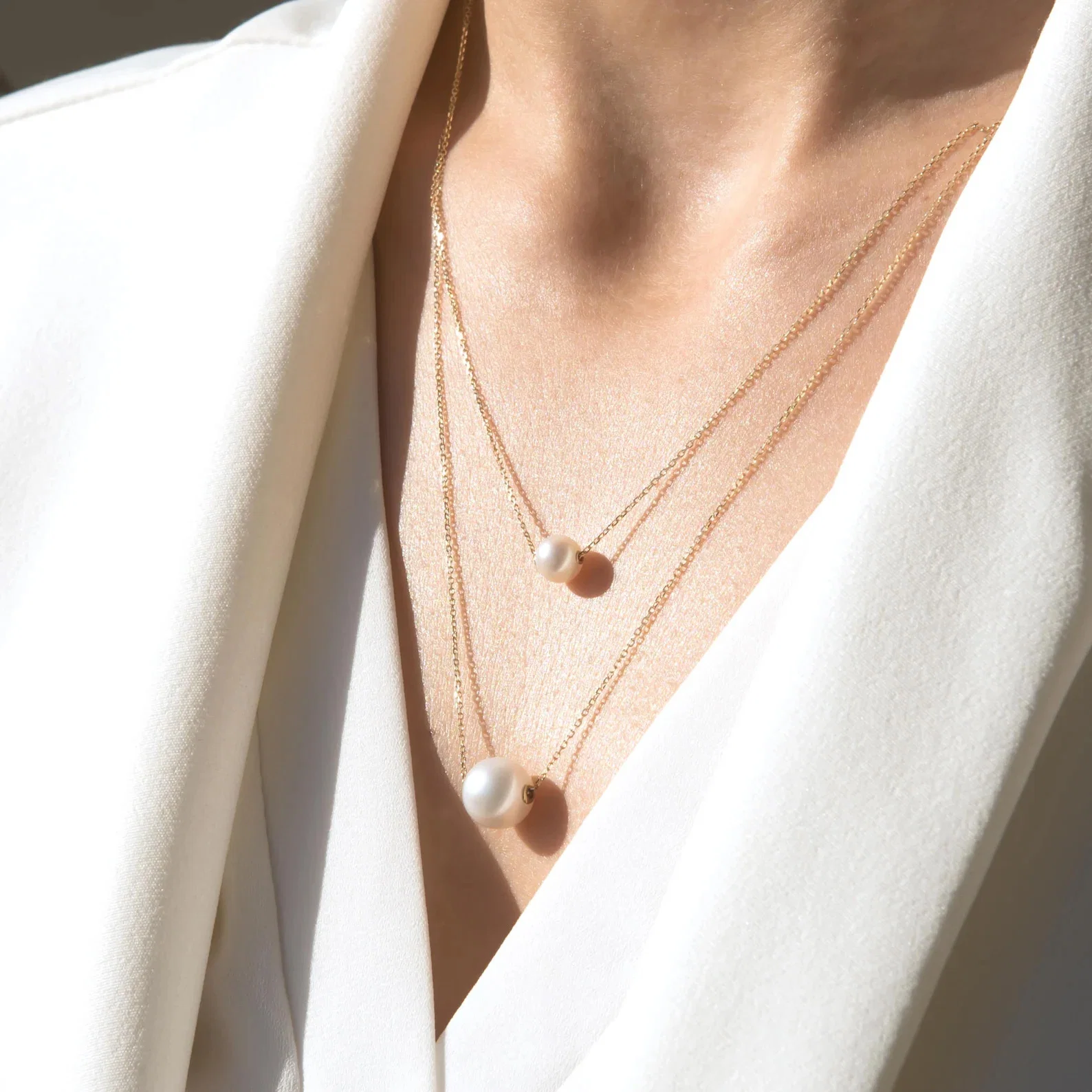 Double Chain Pearl Necklace — additional product image 3 from AntEva Crafts