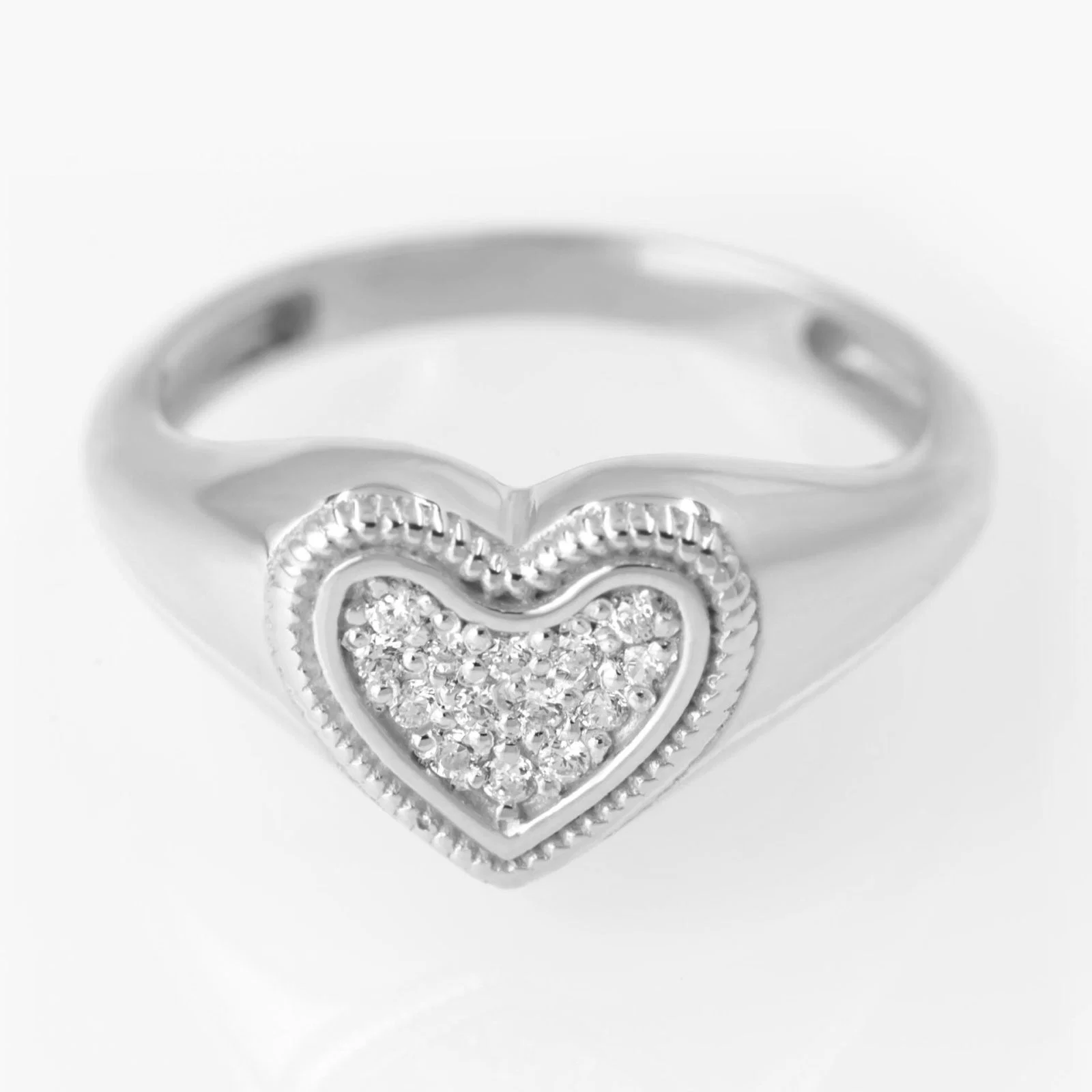 Diamond Heart Signet Ring — additional product image 4 from AntEva Crafts