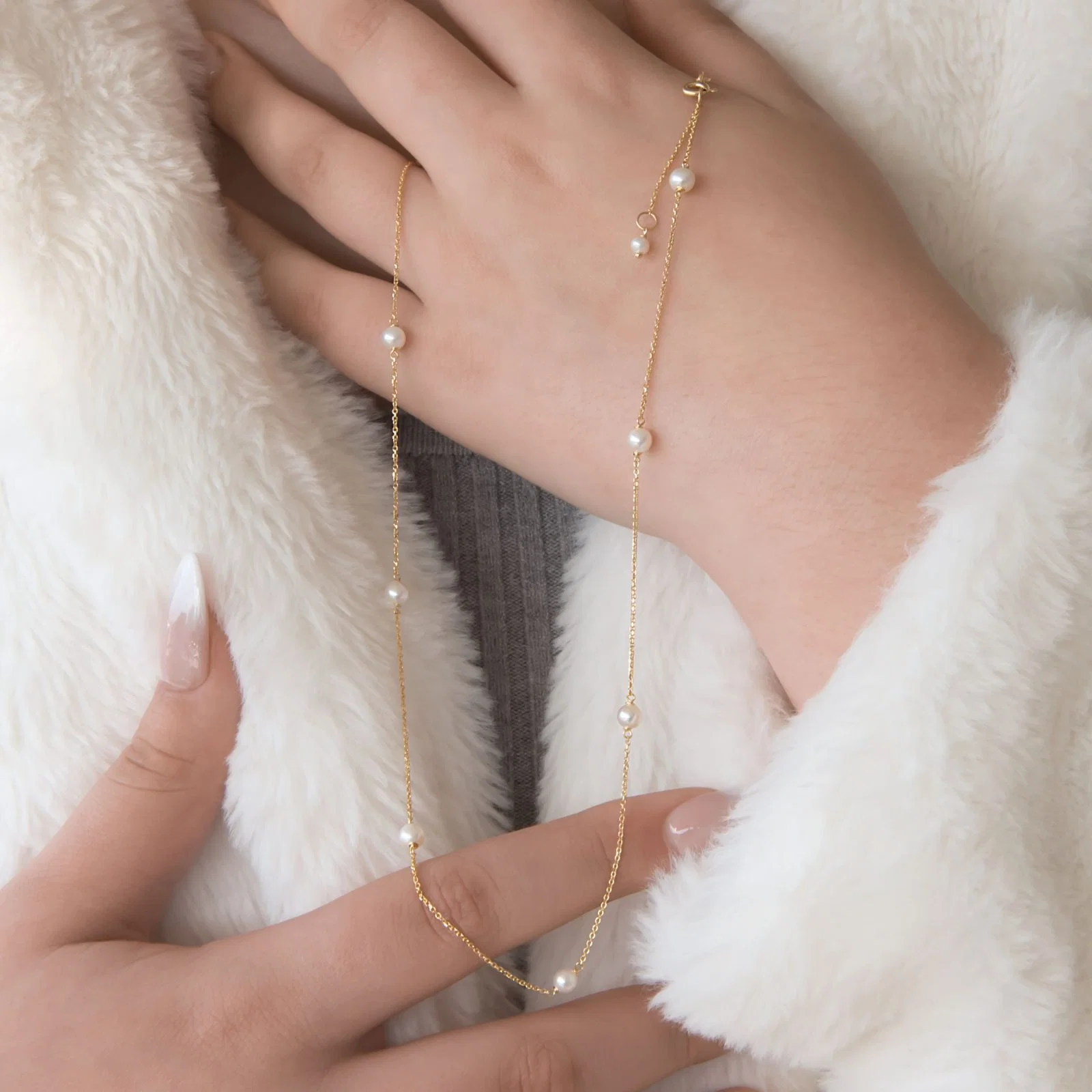 Station Pearls Chain Neckalce — additional product image 4 from AntEva Crafts
