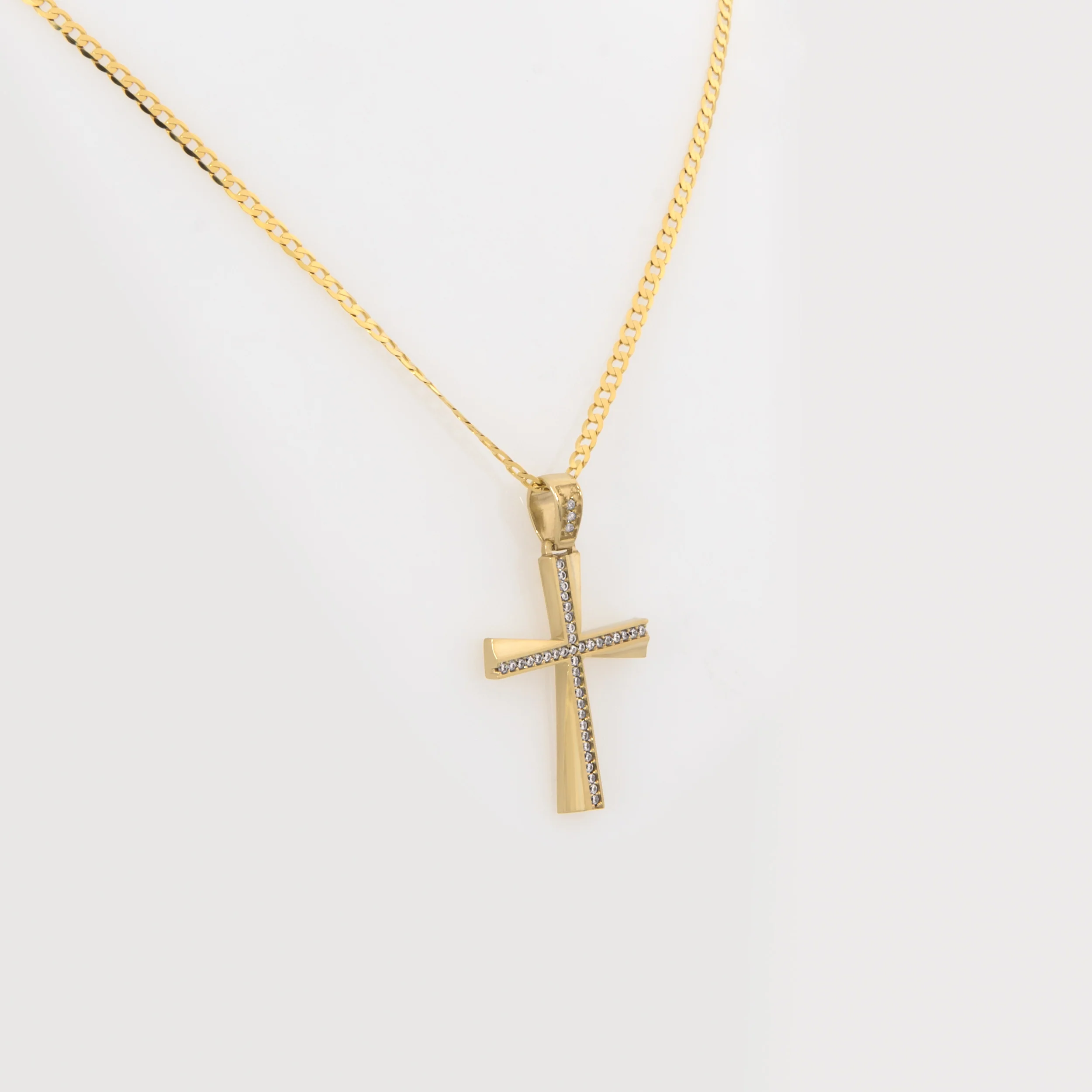 Cross Necklace with Asymmetrical White CZ — additional product image 3 from AntEva Crafts