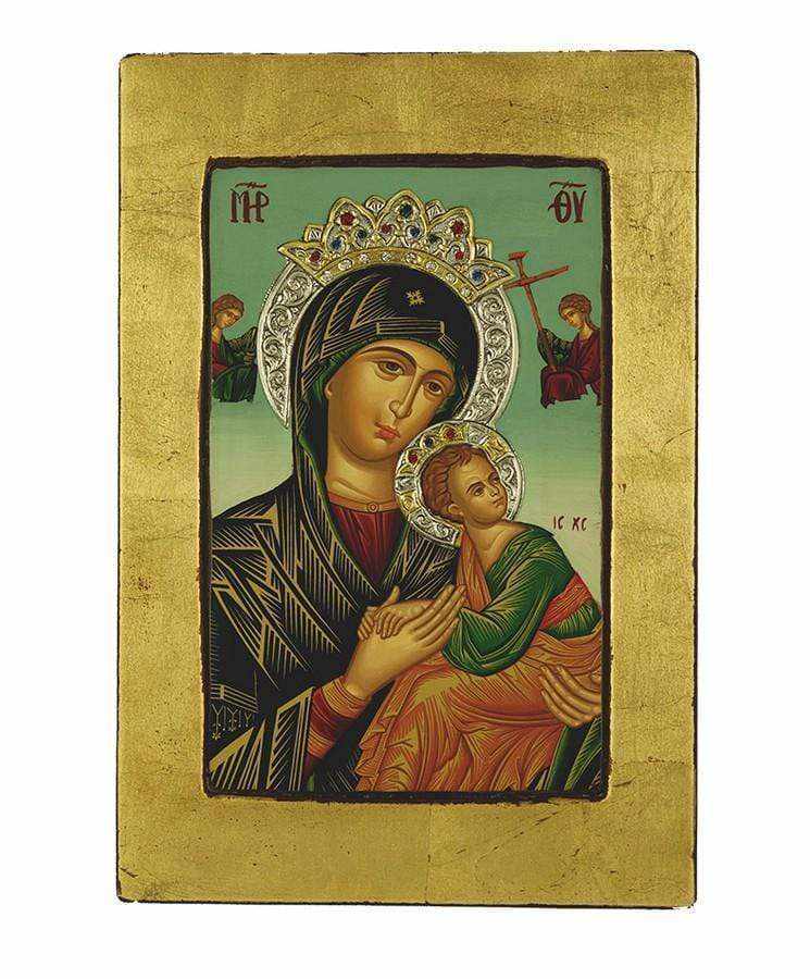 Virgin Mary Permanent Help - Old wooden image with silver halo locally gilded - Mount Athos — additional product image 10 from Christianity Art