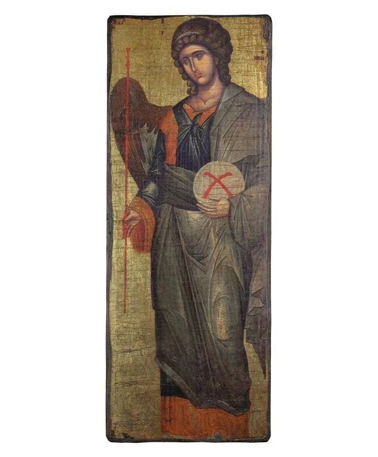 Archangel Gabriel - Wooden aged image on canvas with golden background - Mount Athos — additional product image 6 from Christianity Art