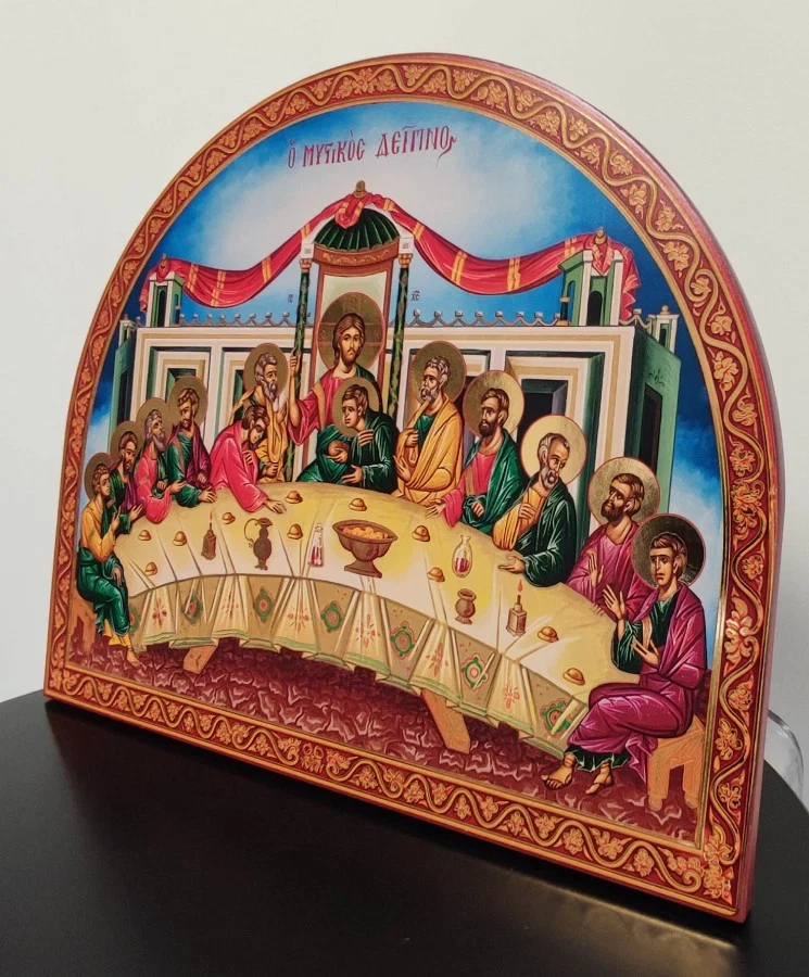 The Secret Dinner - Wooden image on Camvas with polished gold background — additional product image 6 from Christianity Art