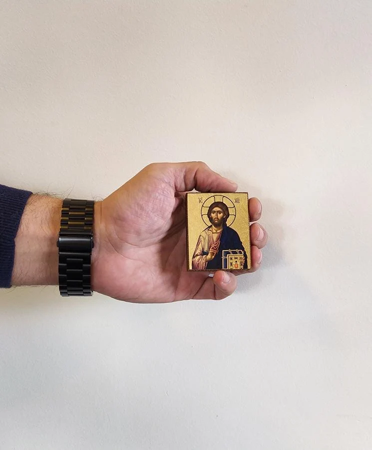 Jesus Christ Holy Monastery of Vatopedi - Magnetic image on wood - Mount Athos — additional product image 5 from Christianity Art