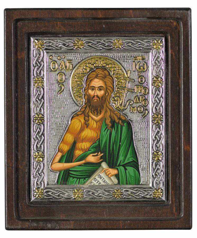 Saint John the Forerunner - Silver icon on wood, locally gilded - Mount Athos — additional product image 4 from Christianity Art