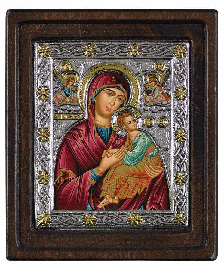 Virgin Mary of Passion - Silver image in wood, locally gilded - Mount Athos — additional product image 5 from Christianity Art