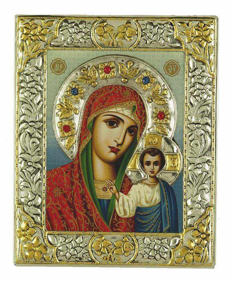 Our Lady of Kazan - Silver image in wood, locally gilded - Mount Athos — additional product image 6 from Christianity Art