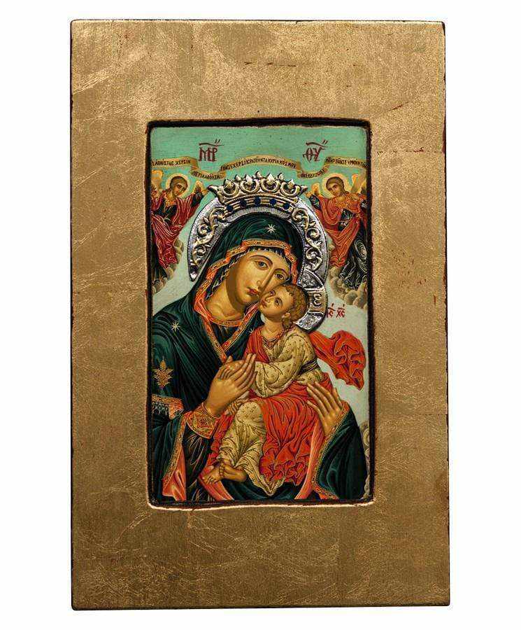 Virgin Mary Glylofilousa - Old wooden image with silver halo locally gold plated - Mount Athos — additional product image 8 from Christianity Art