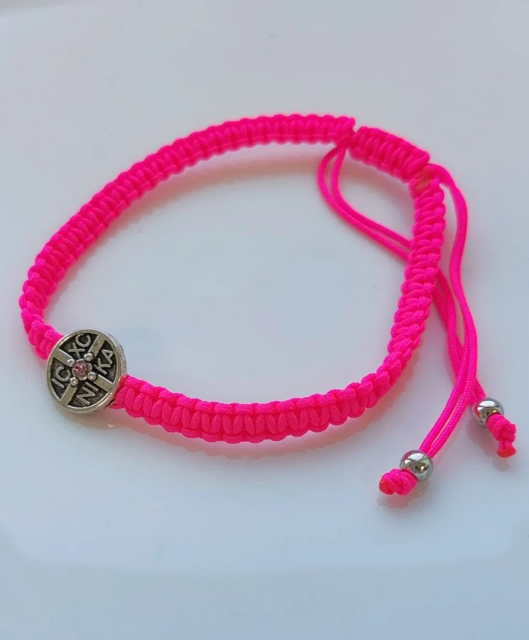 Athonite Waxed Prayer Rope Bracelet with IC XC NIKA Medal – Adjustable, 3 Colours — additional product image 5 from Christianity Art