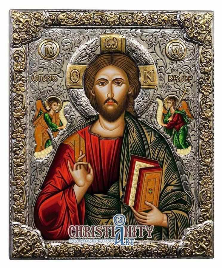 Christ Almighty - Silver image on wood, locally gilded - Mount Athos — additional product image 4 from Christianity Art