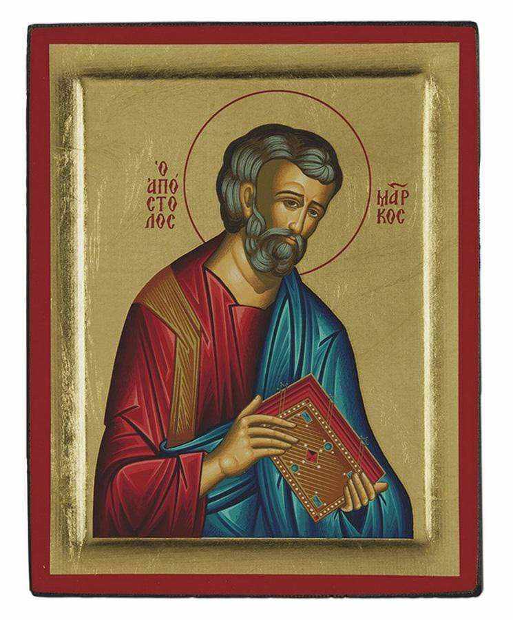 Apostle Marcos - Engraved wooden image on canvas with golden background - Mount Athos — additional product image 7 from Christianity Art